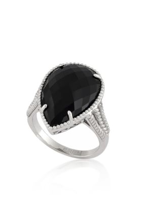 Effy® Pear Cut Onyx Ring in Sterling Silver | belk