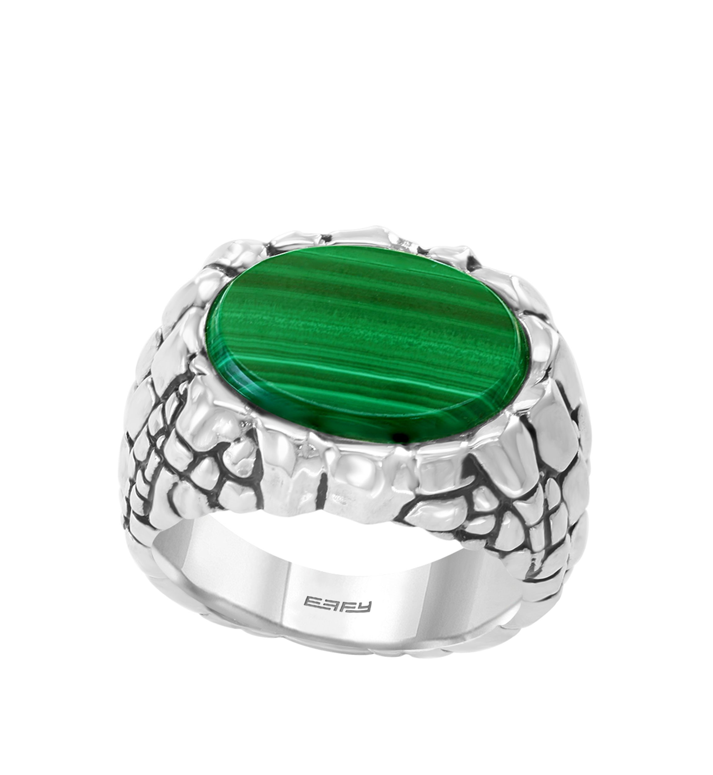 Mens 6 ct. t.w. Malachite Ring in Sterling Silver 