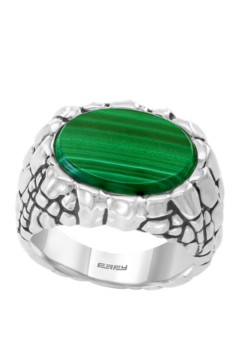 Mens 6 ct. t.w. Malachite Ring in Sterling Silver 
