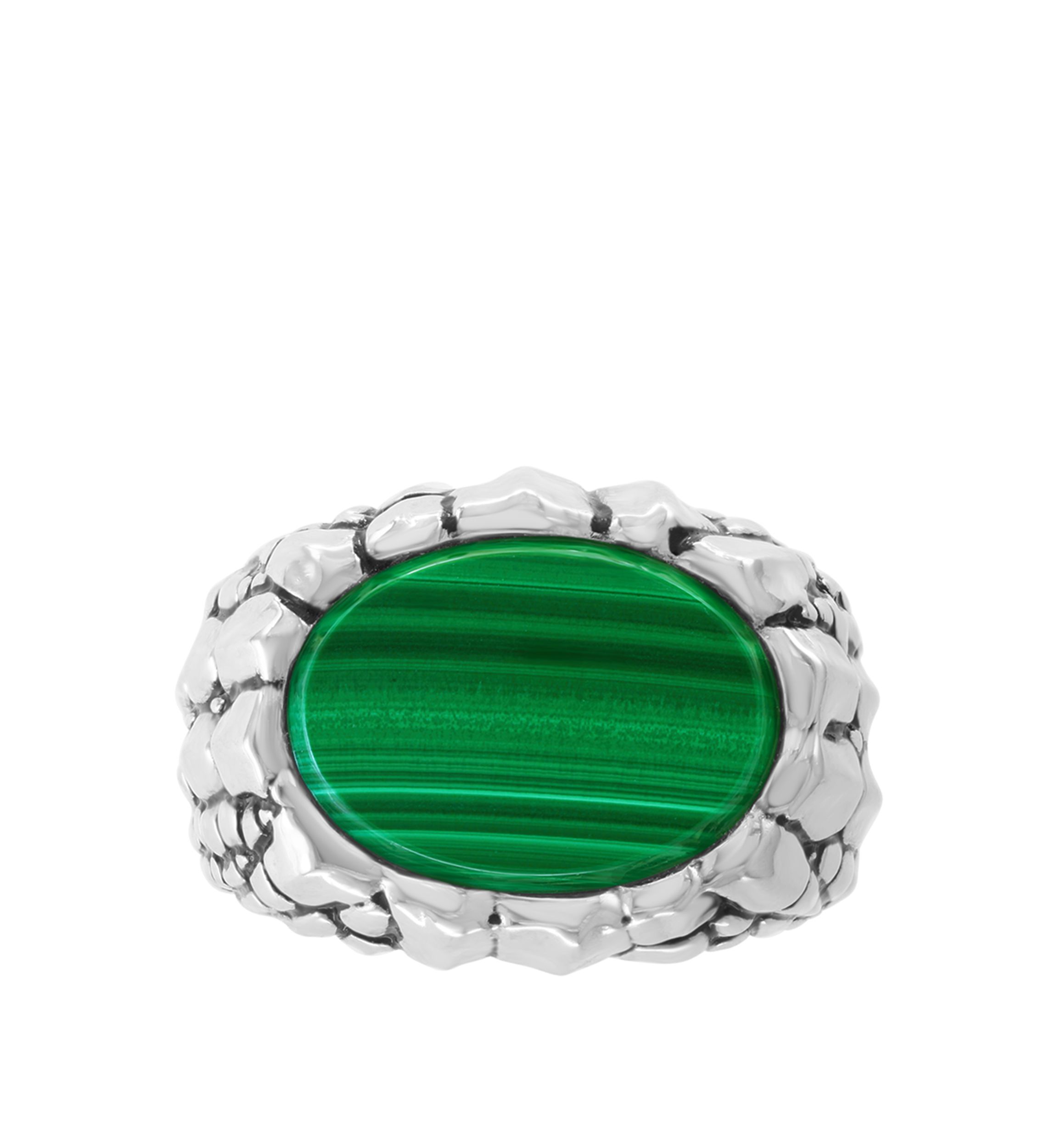 Mens 6 ct. t.w. Malachite Ring in Sterling Silver 