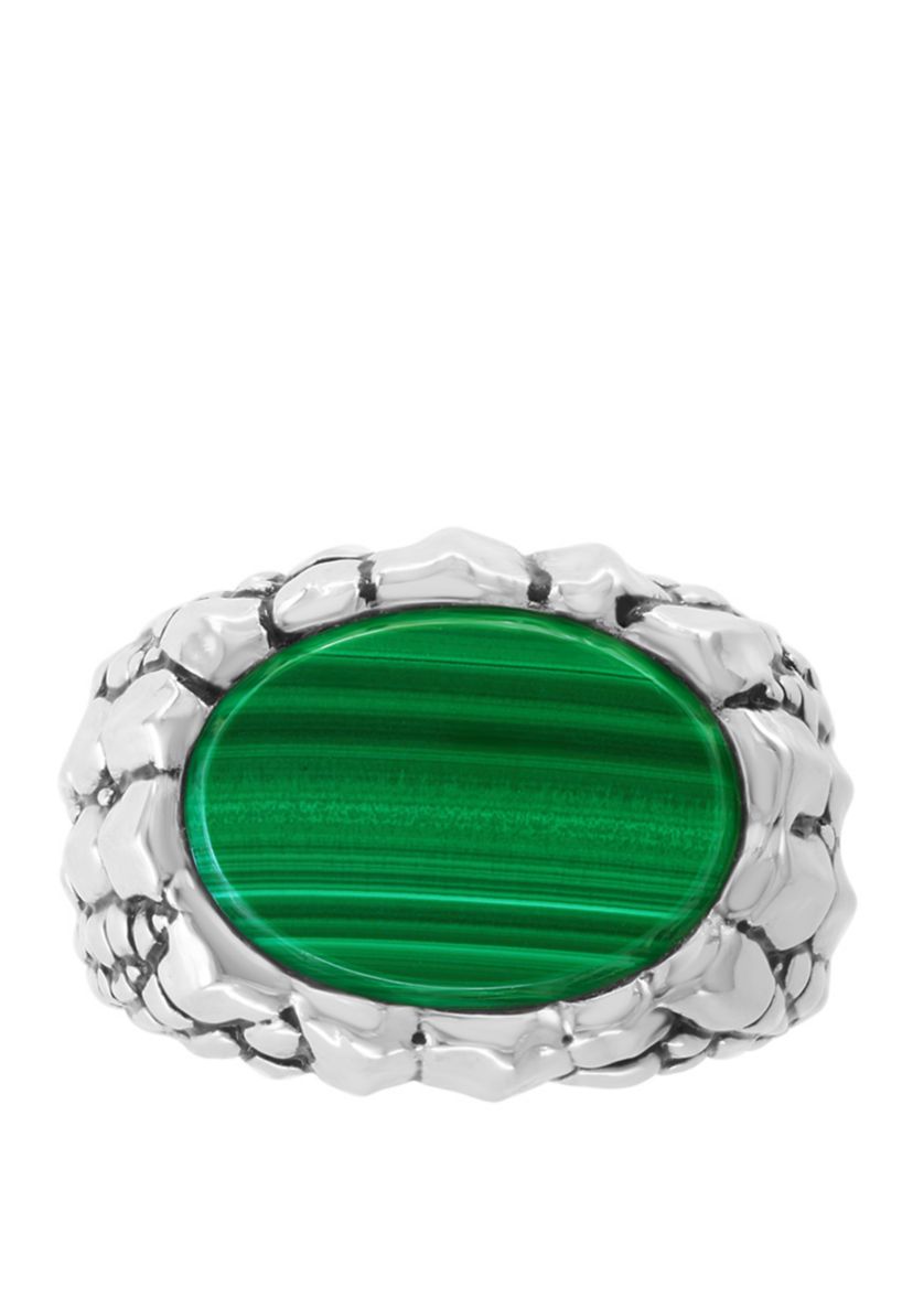 Mens 6 ct. t.w. Malachite Ring in Sterling Silver 