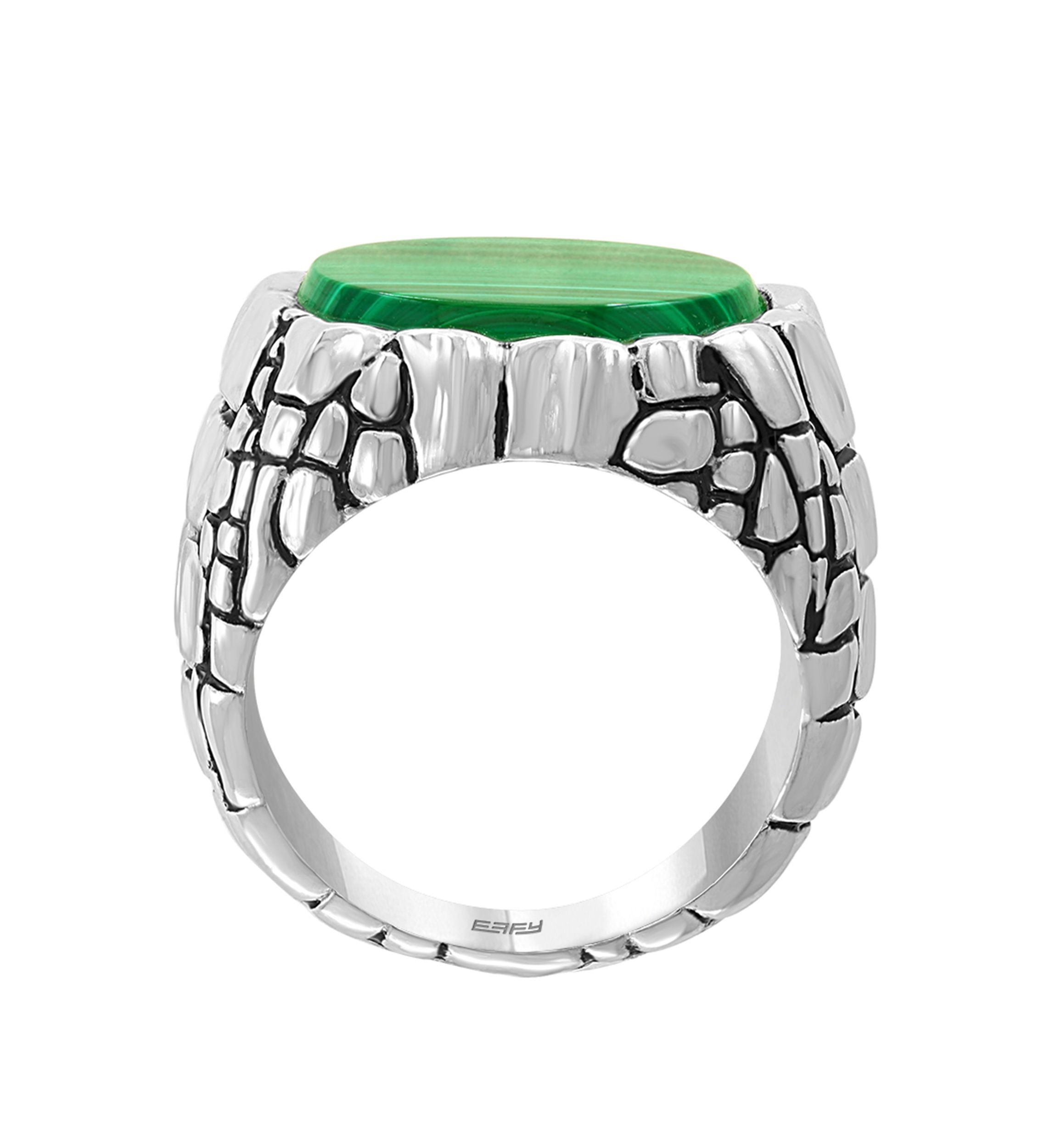 Mens 6 ct. t.w. Malachite Ring in Sterling Silver 
