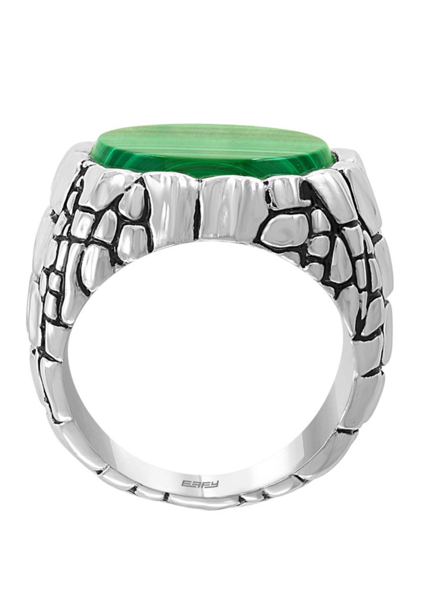 Mens 6 ct. t.w. Malachite Ring in Sterling Silver 