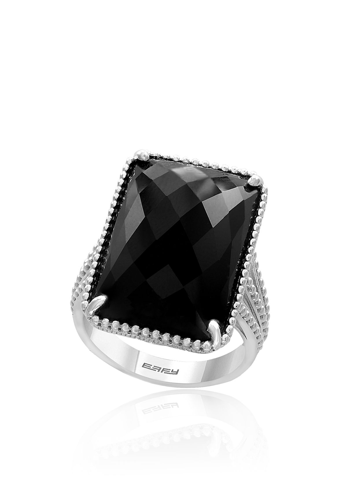 Emerald Cut Onyx Ring in Sterling Silver