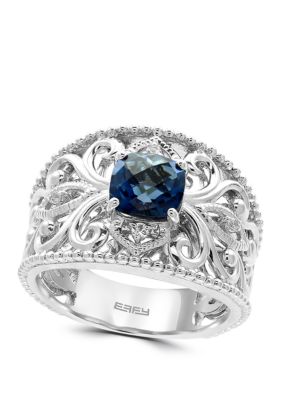 Effy 1.72 Ct. T.w. London Blue Topaz And White Sapphire Ring In 925 Sterling Silver