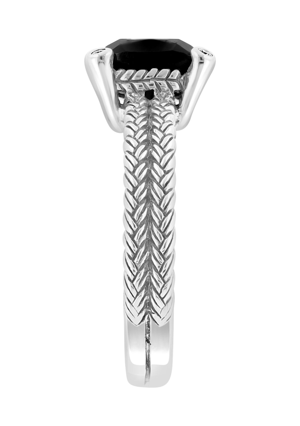 Cable Onyx Ring in Sterling Silver 