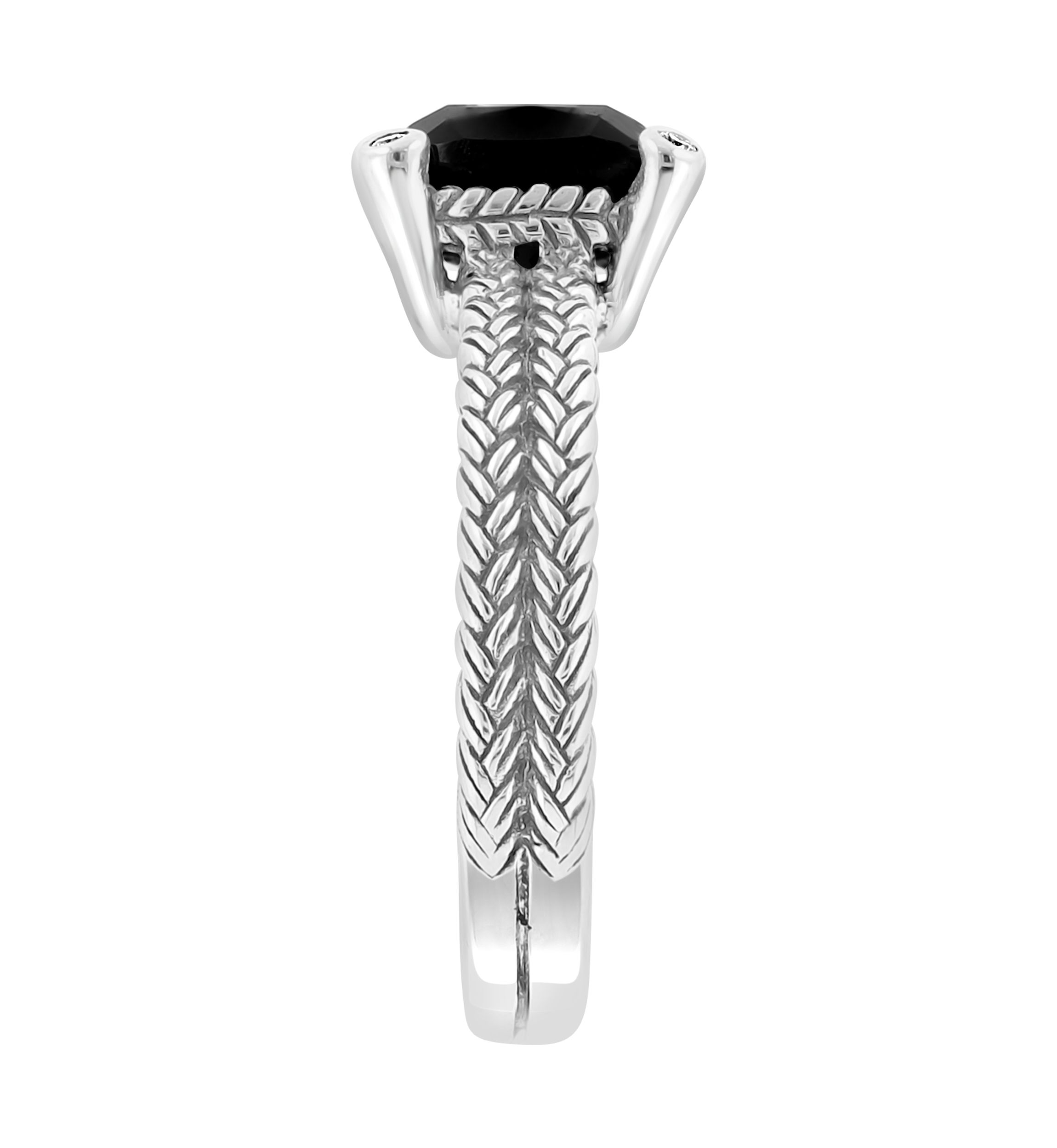 Cable Onyx Ring in Sterling Silver 