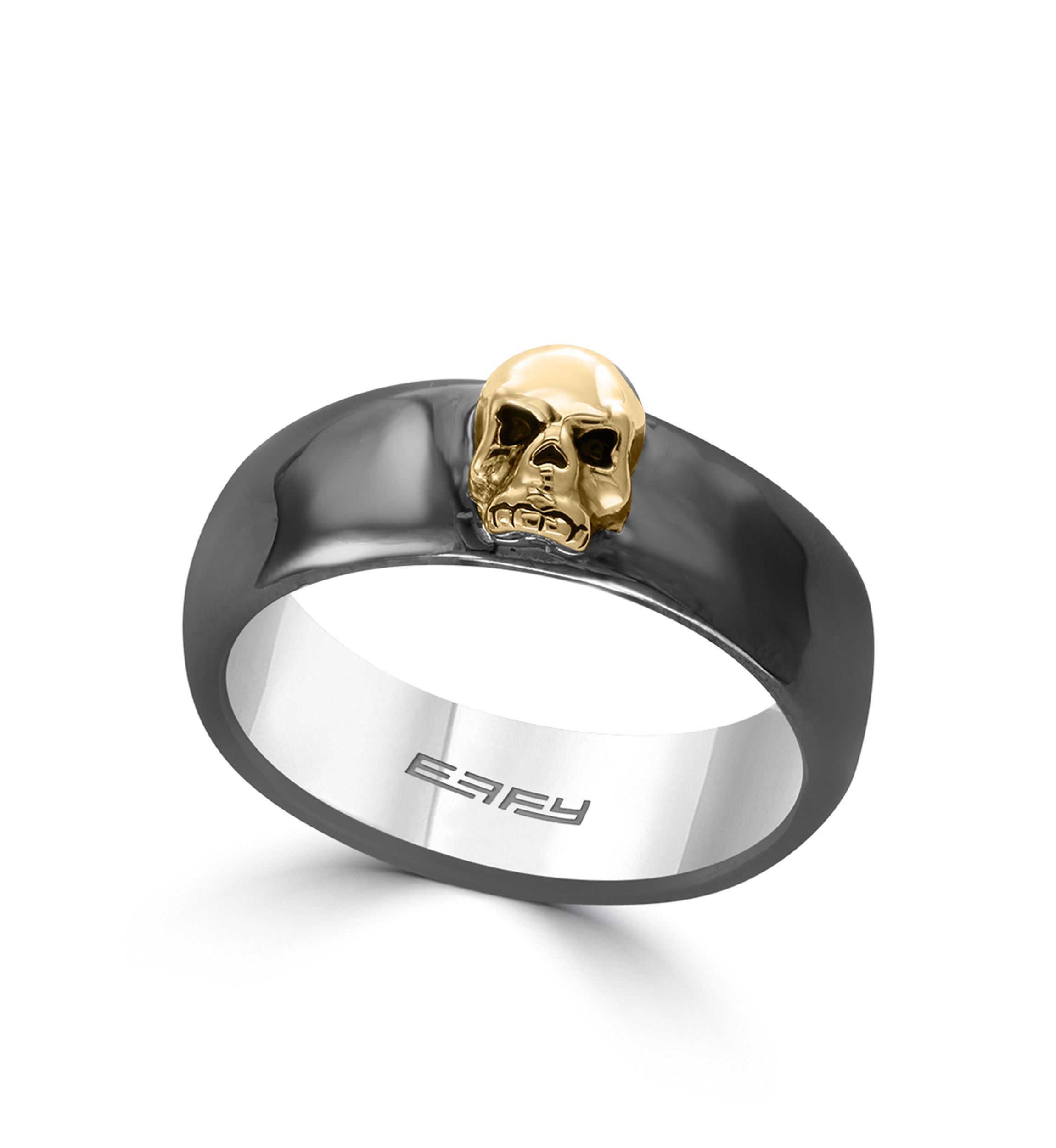 Mens Black Rhodium Skull Ring