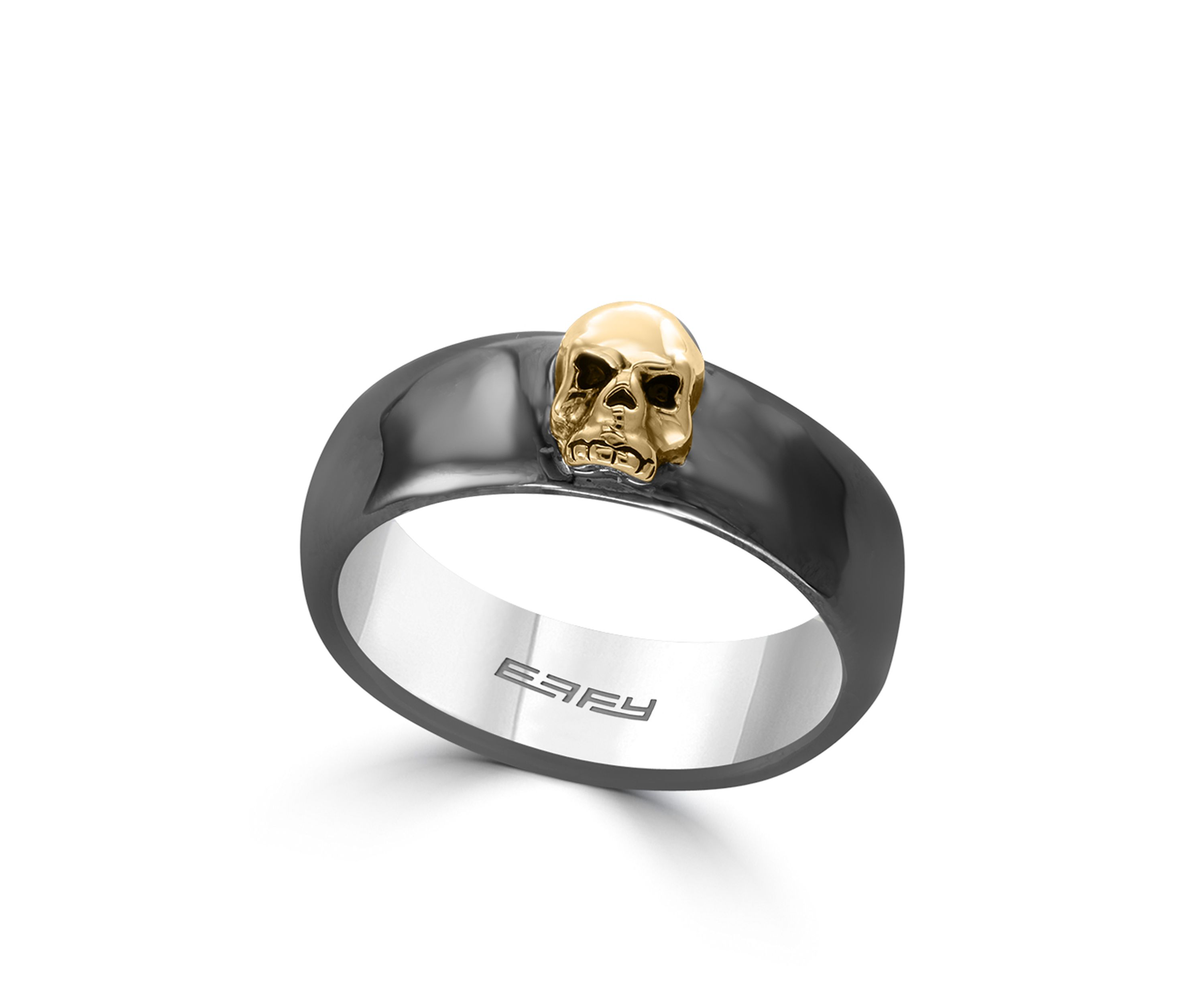 Mens Black Rhodium Skull Ring