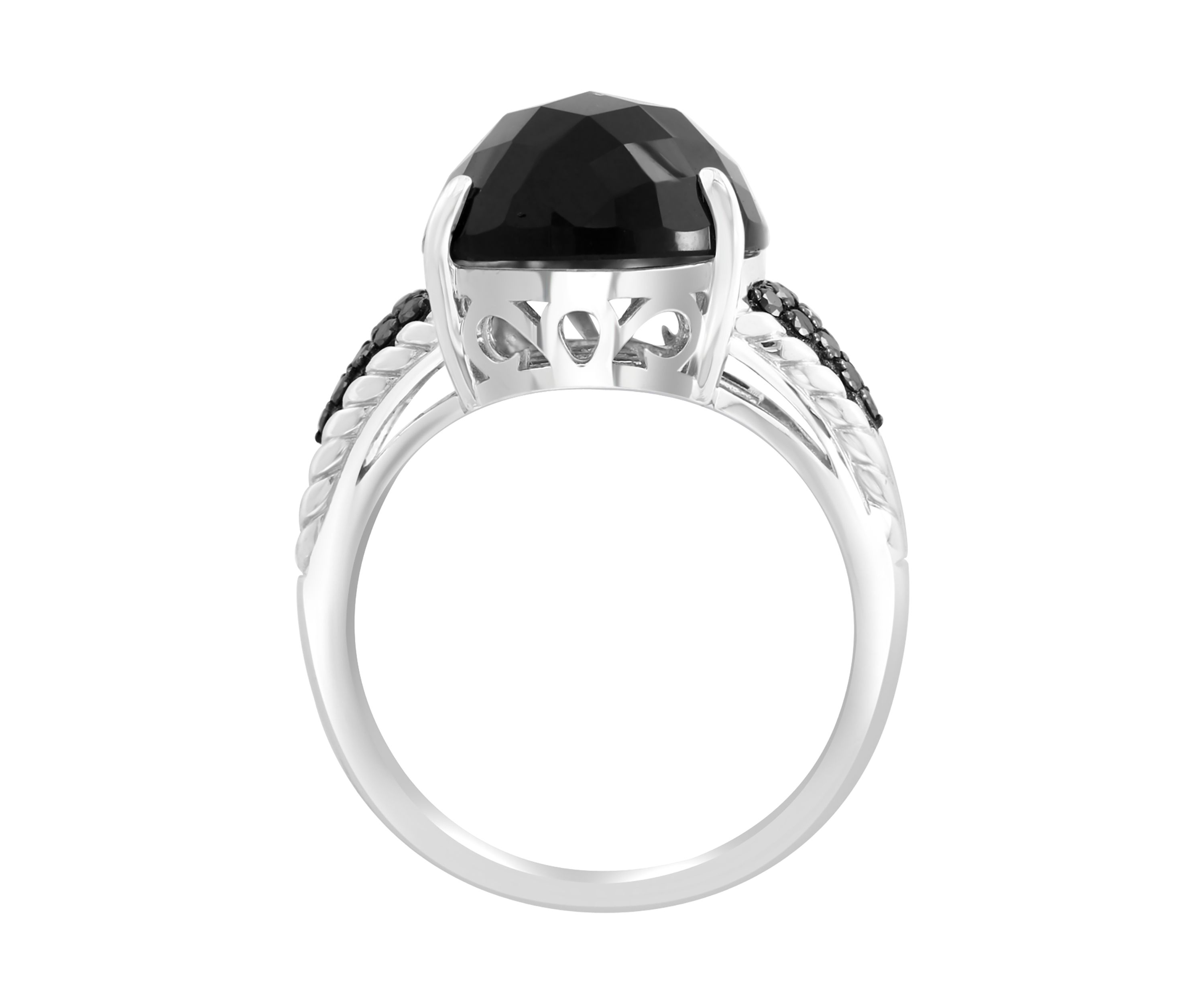 Sterling Silver Black Diamond and Onyx Ring