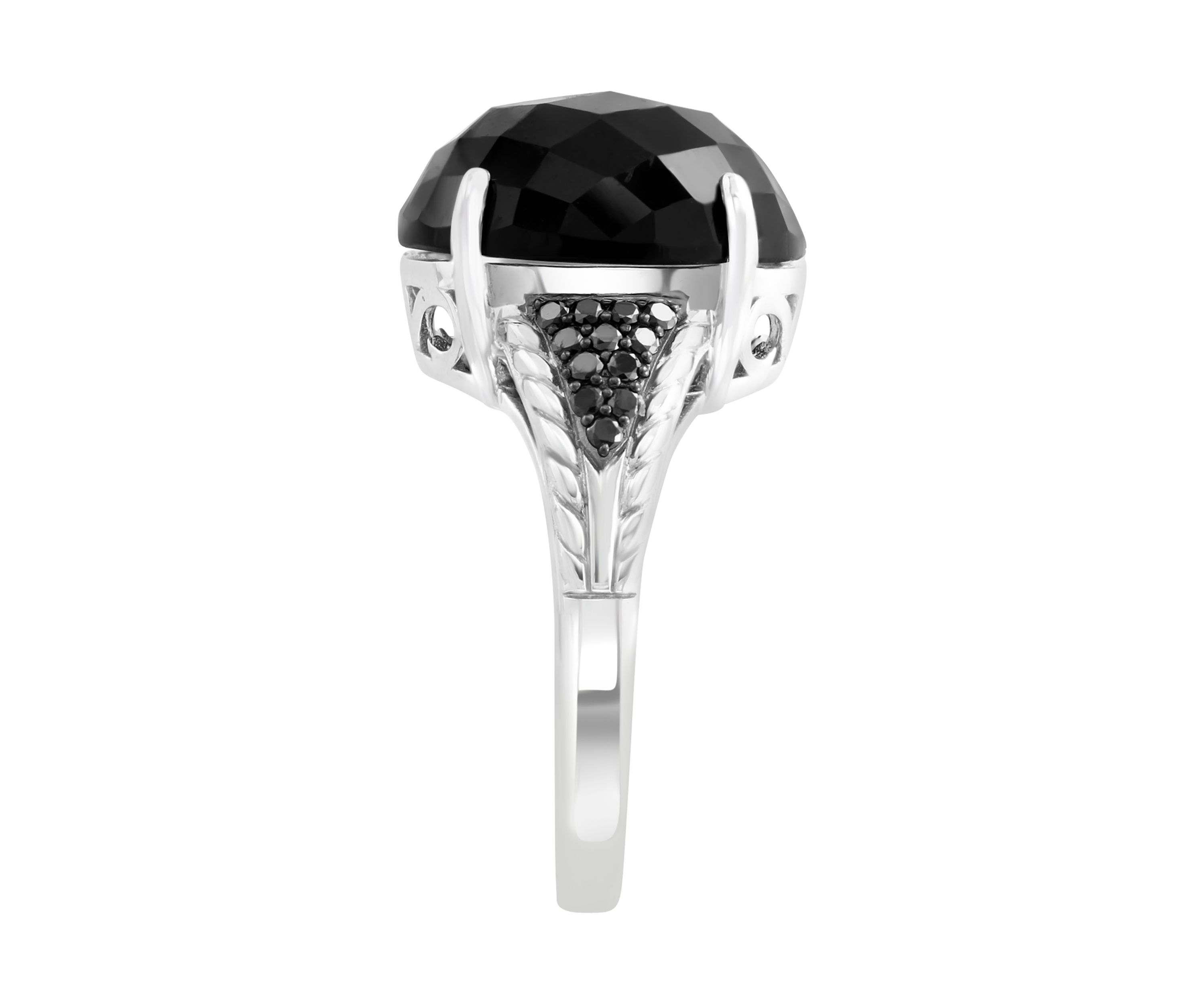Sterling Silver Black Diamond and Onyx Ring