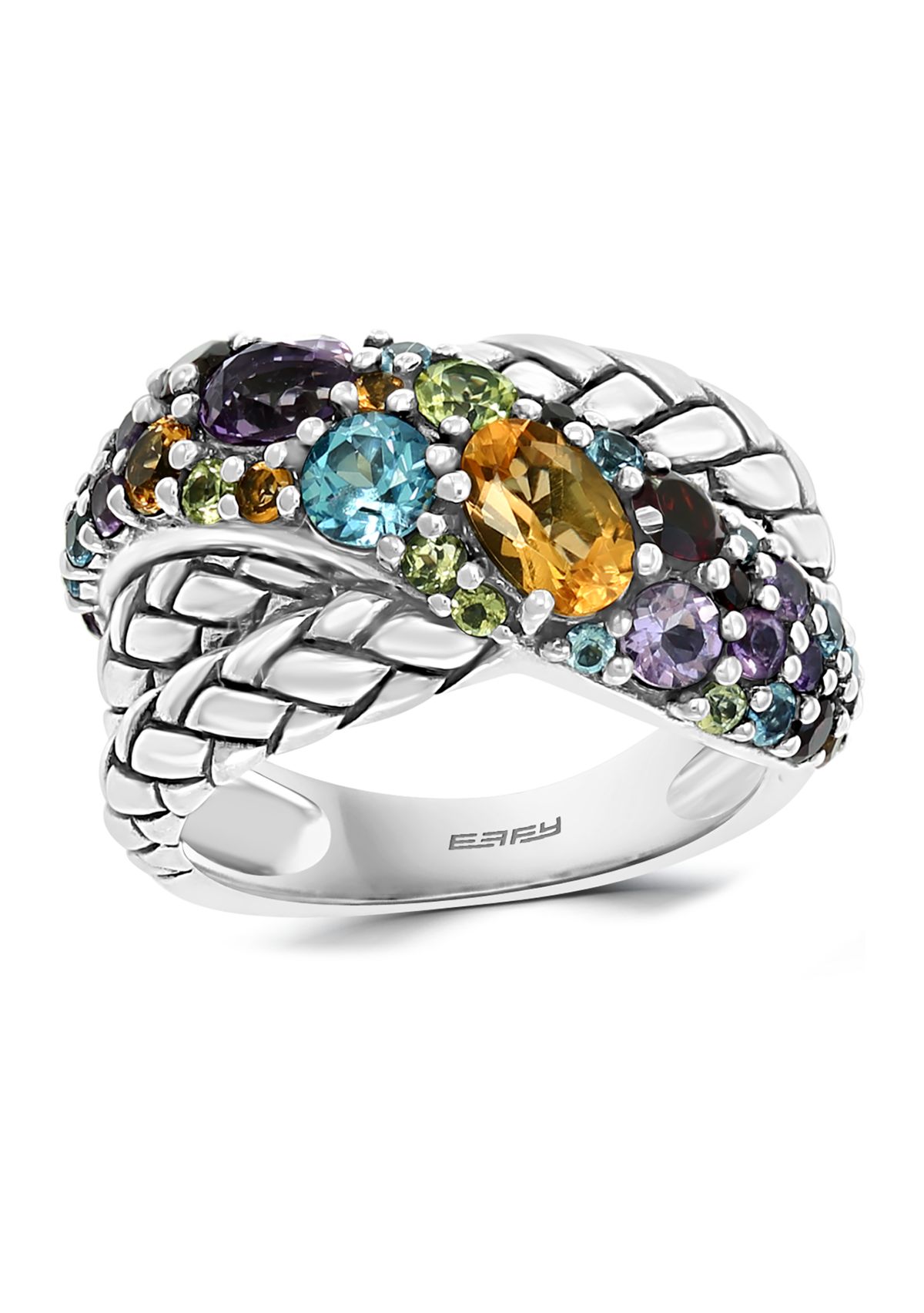 Sterling Silver 2 ct. t.w. Amethyst, Blue Topaz, Citrine, Garnet, and Peridot Ring