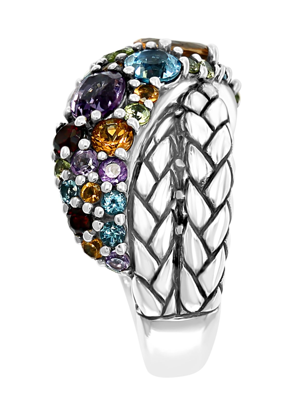 Sterling Silver 2 ct. t.w. Amethyst, Blue Topaz, Citrine, Garnet, and Peridot Ring