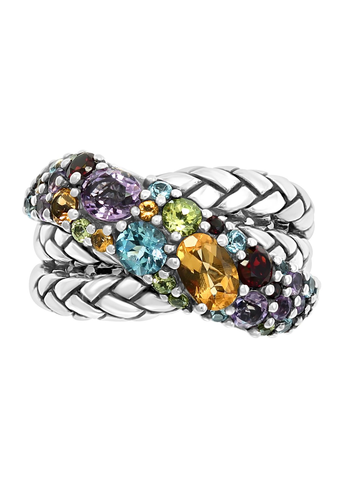 Sterling Silver 2 ct. t.w. Amethyst, Blue Topaz, Citrine, Garnet, and Peridot Ring
