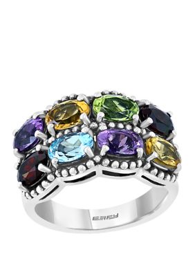 Effy 4.5 ct. t.w. Amethyst, Blue Topaz, Citrine, Garnet and Peridot Ring in Sterling Silver over 18k Yellow Gold, 7
