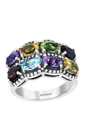 Effy 4.5 Ct. T.w. Amethyst, Blue Topaz, Citrine, Garnet And Peridot Ring In Sterling Silver Over 18K Yellow Gold