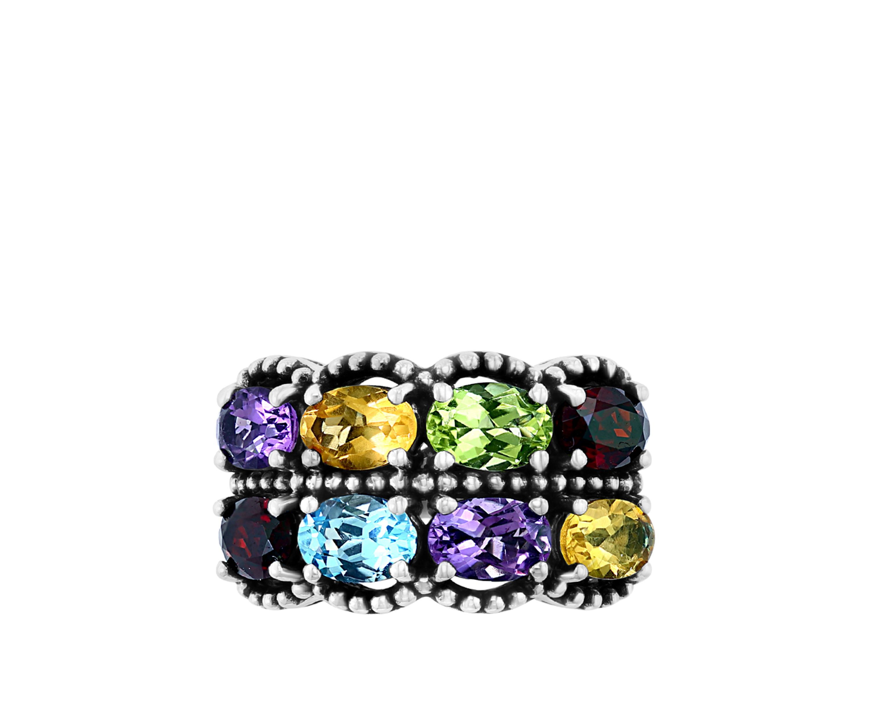 4.5 ct. t.w. Amethyst, Blue Topaz, Citrine, Garnet and Peridot Ring in Sterling Silver over 18k Yellow Gold