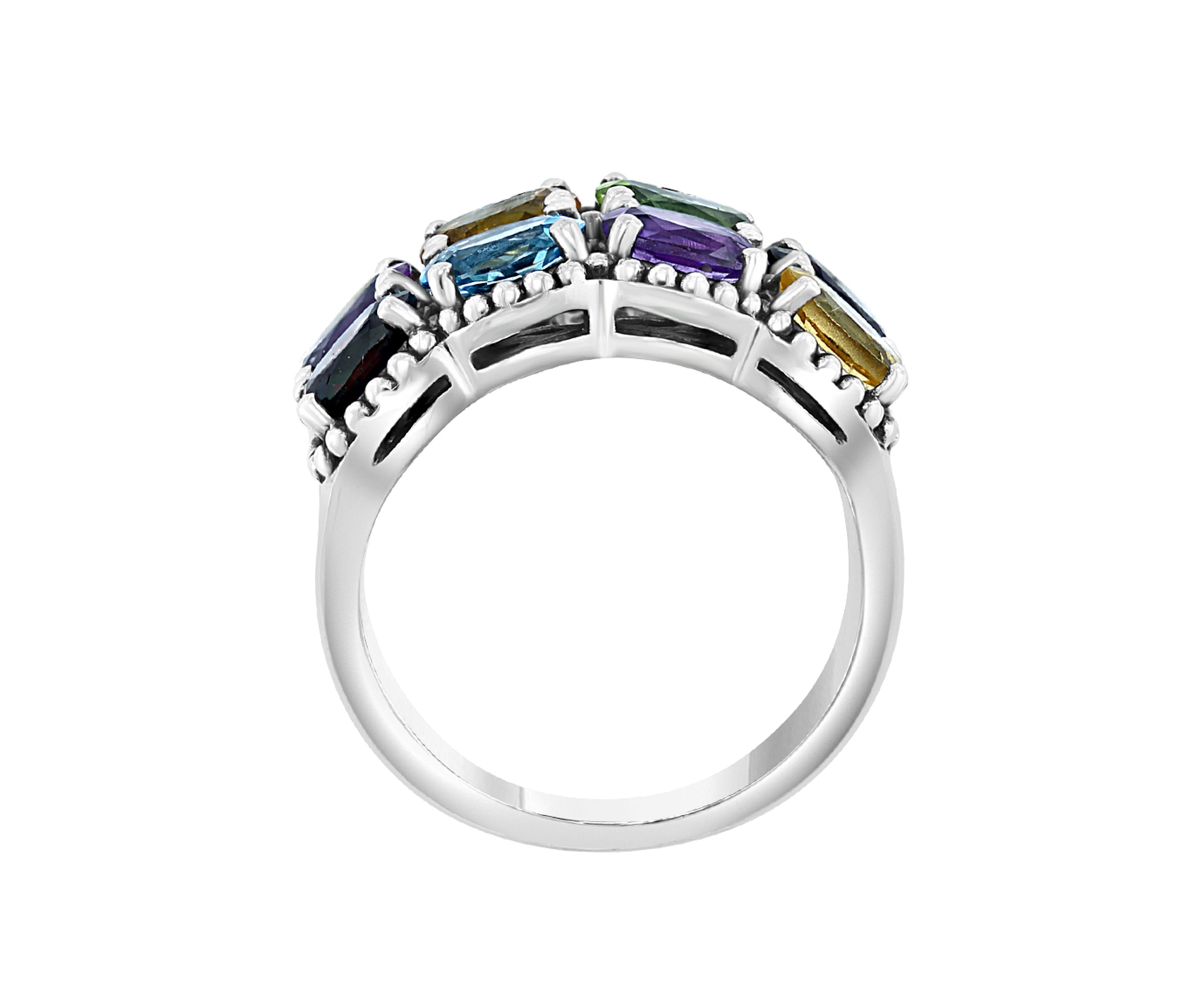 4.5 ct. t.w. Amethyst, Blue Topaz, Citrine, Garnet and Peridot Ring in Sterling Silver over 18k Yellow Gold