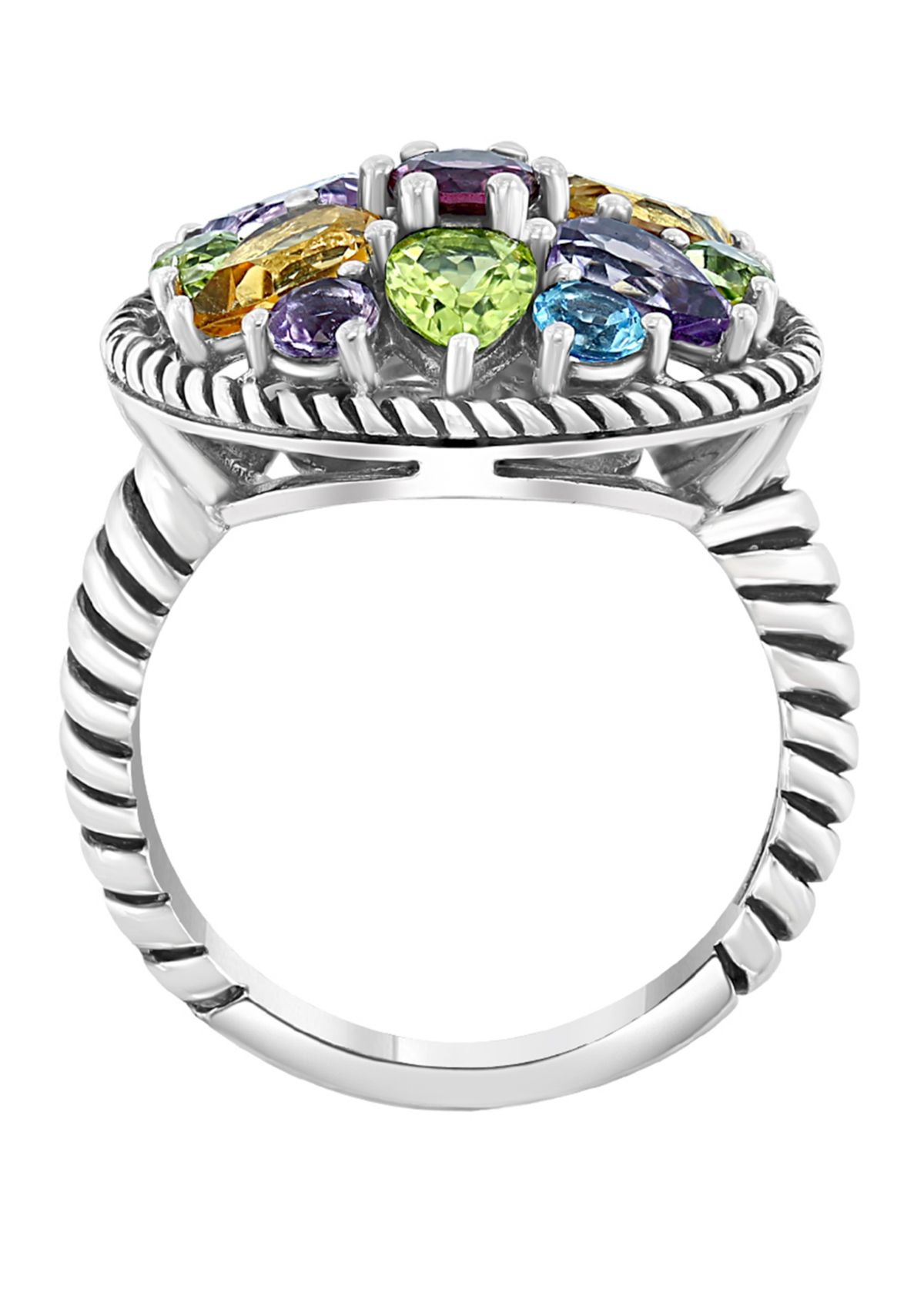 1/4 ct. t.w. Blue Topaz, 3/4 ct. t.w. Citrine, 1/3 ct. t.w. Rhodolite, 1.14 ct. t.w. Peridot, 7/8 ct. t.w. Amethyst Ring in Sterling Silver