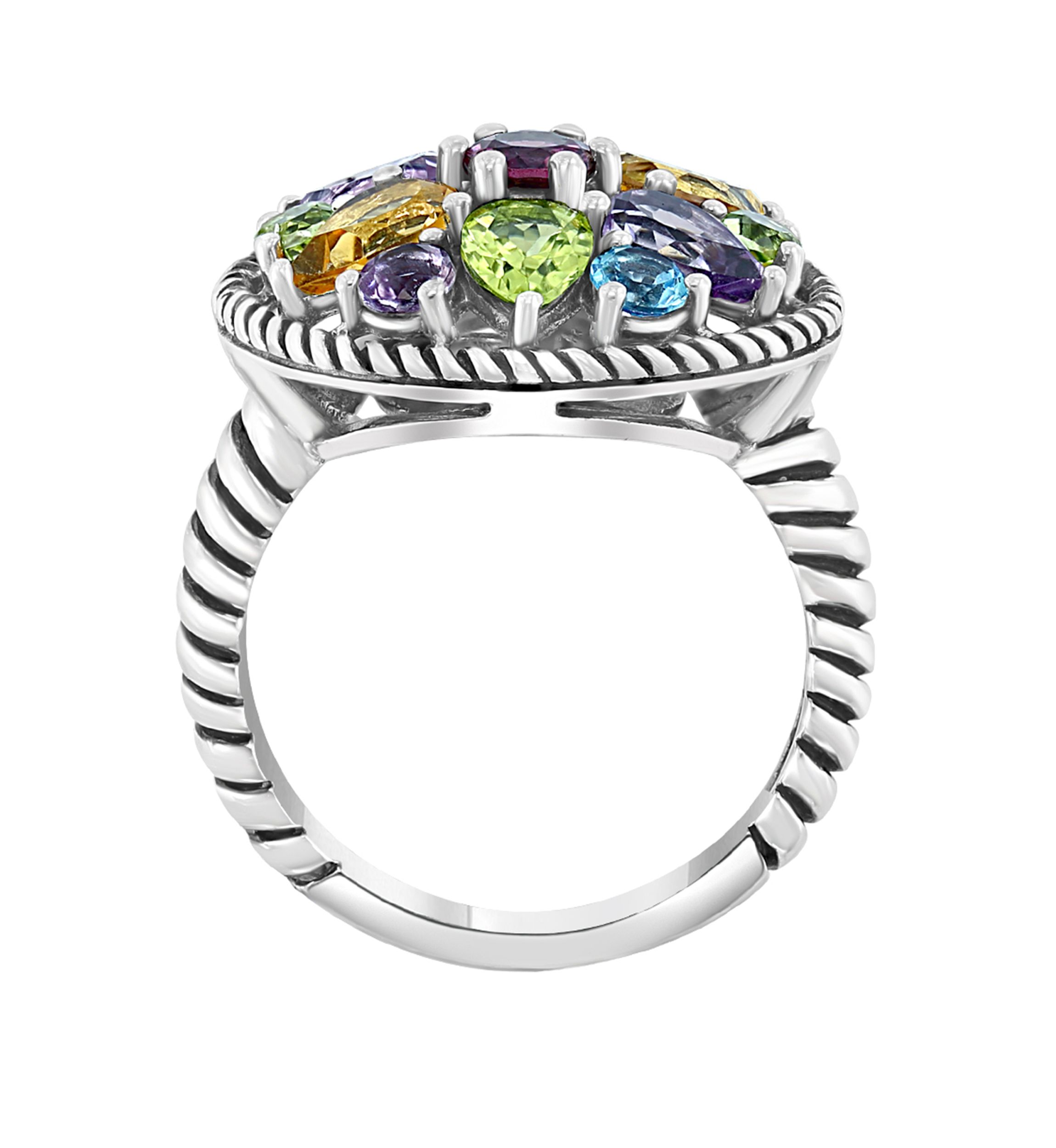 1/4 ct. t.w. Blue Topaz, 3/4 ct. t.w. Citrine, 1/3 ct. t.w. Rhodolite, 1.14 ct. t.w. Peridot, 7/8 ct. t.w. Amethyst Ring in Sterling Silver