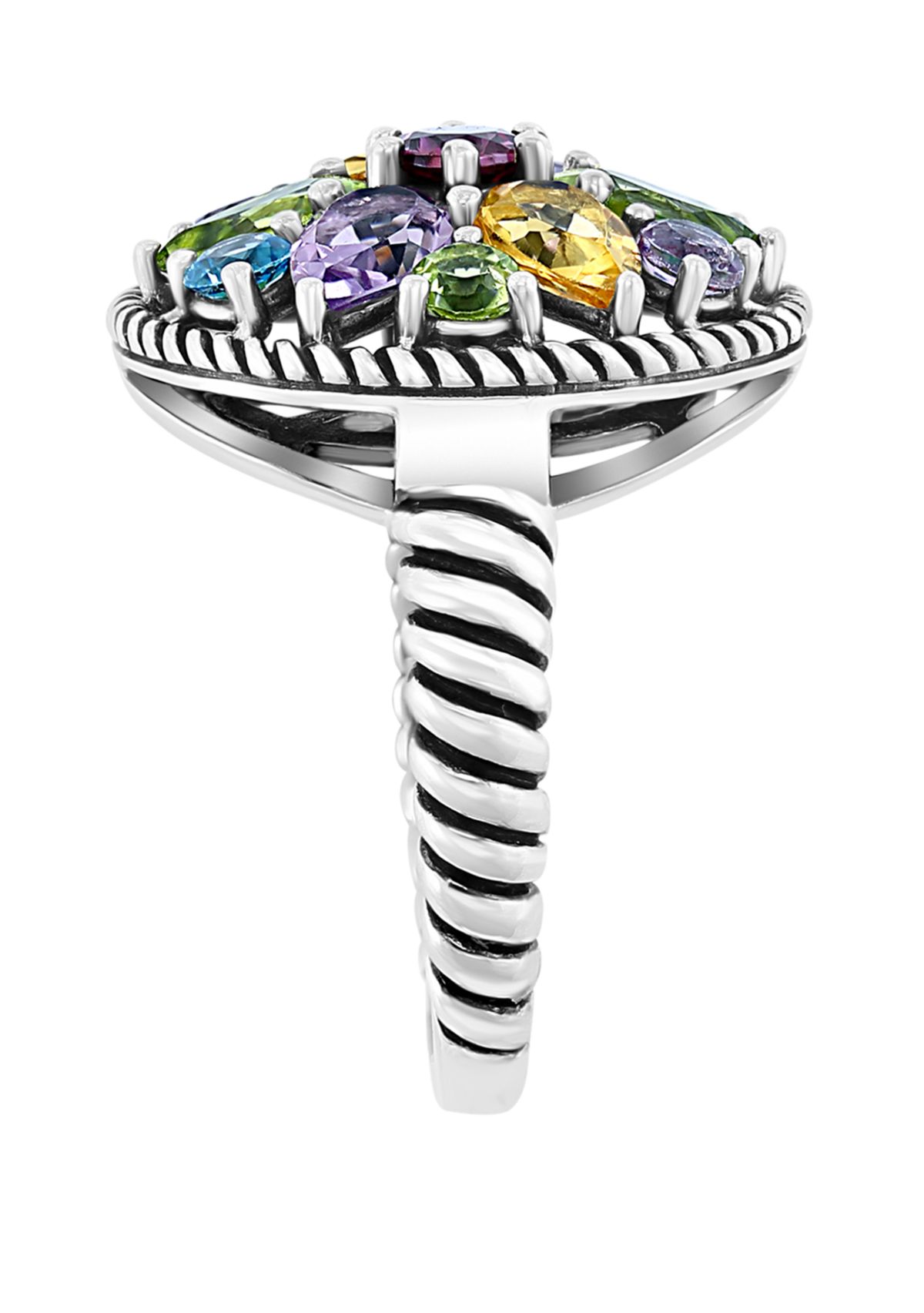 1/4 ct. t.w. Blue Topaz, 3/4 ct. t.w. Citrine, 1/3 ct. t.w. Rhodolite, 1.14 ct. t.w. Peridot, 7/8 ct. t.w. Amethyst Ring in Sterling Silver