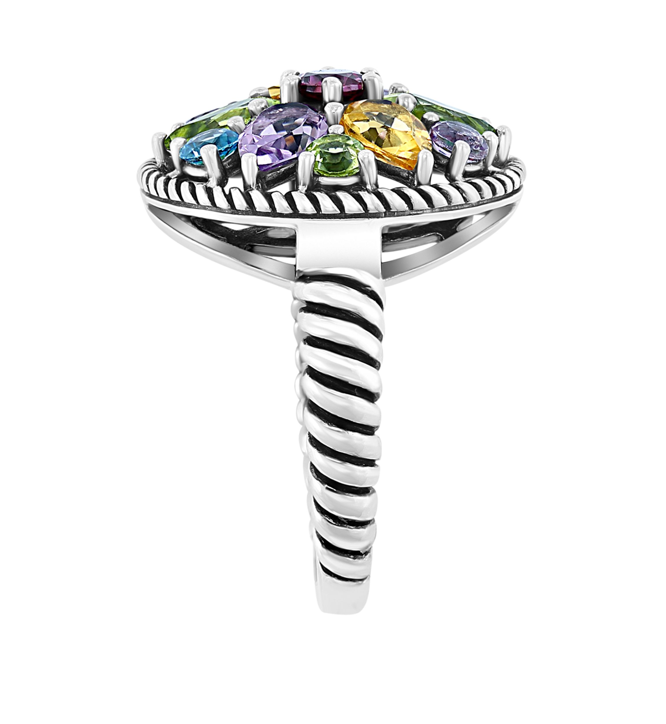 1/4 ct. t.w. Blue Topaz, 3/4 ct. t.w. Citrine, 1/3 ct. t.w. Rhodolite, 1.14 ct. t.w. Peridot, 7/8 ct. t.w. Amethyst Ring in Sterling Silver