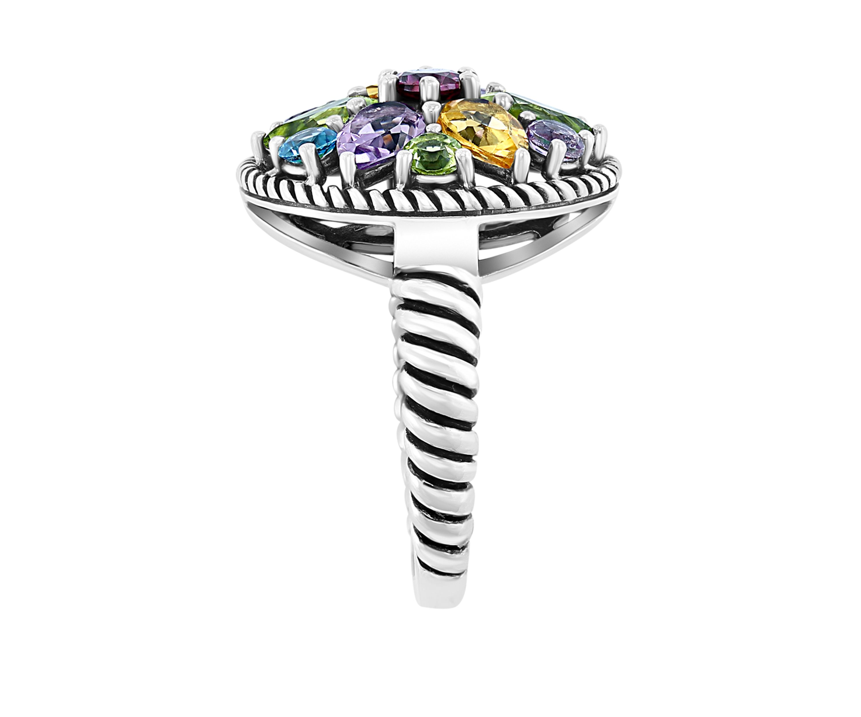1/4 ct. t.w. Blue Topaz, 3/4 ct. t.w. Citrine, 1/3 ct. t.w. Rhodolite, 1.14 ct. t.w. Peridot, 7/8 ct. t.w. Amethyst Ring in Sterling Silver