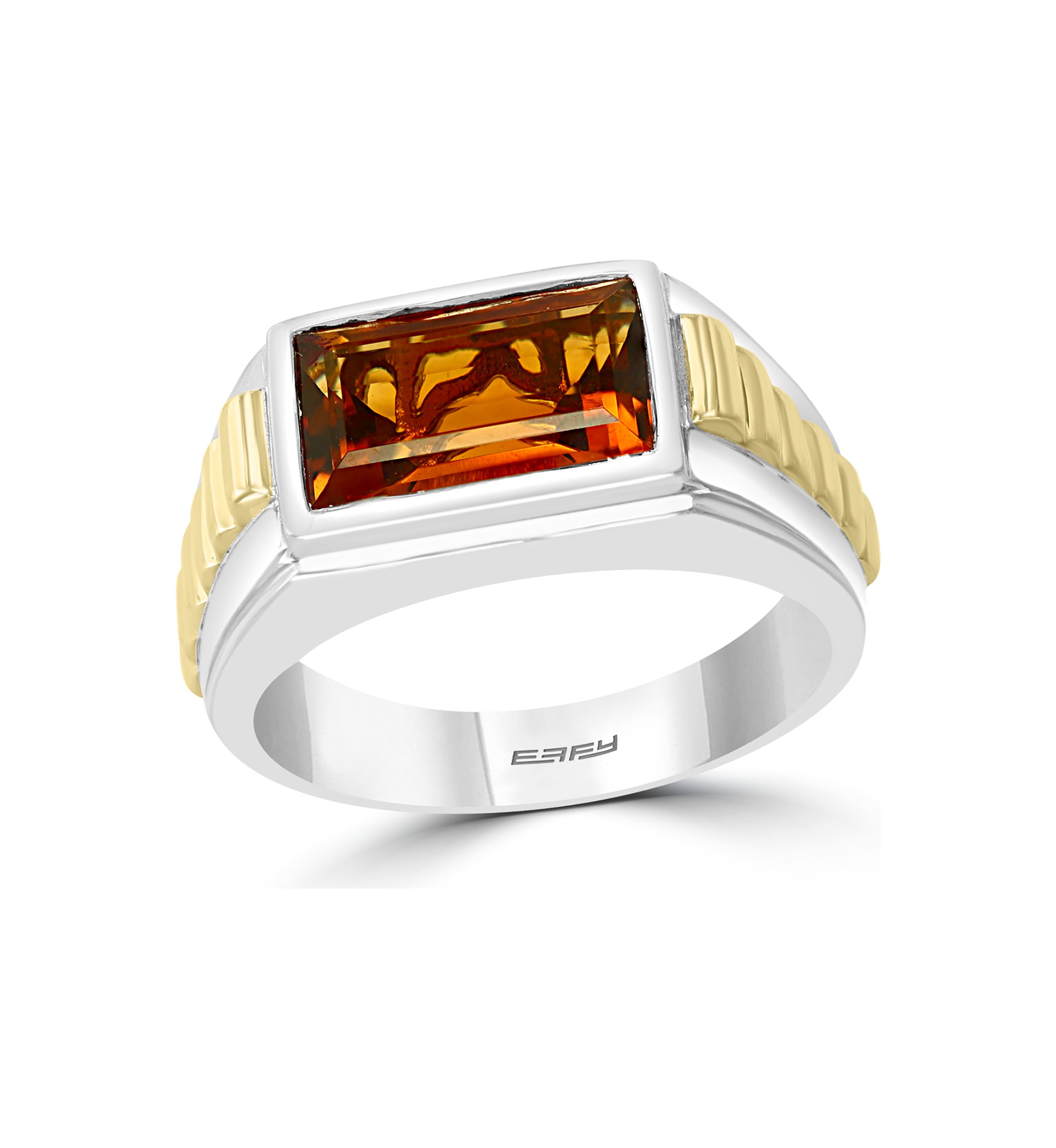 Mens 3.3 ct. t.w. Madera Citrine Ring in Sterling Silver