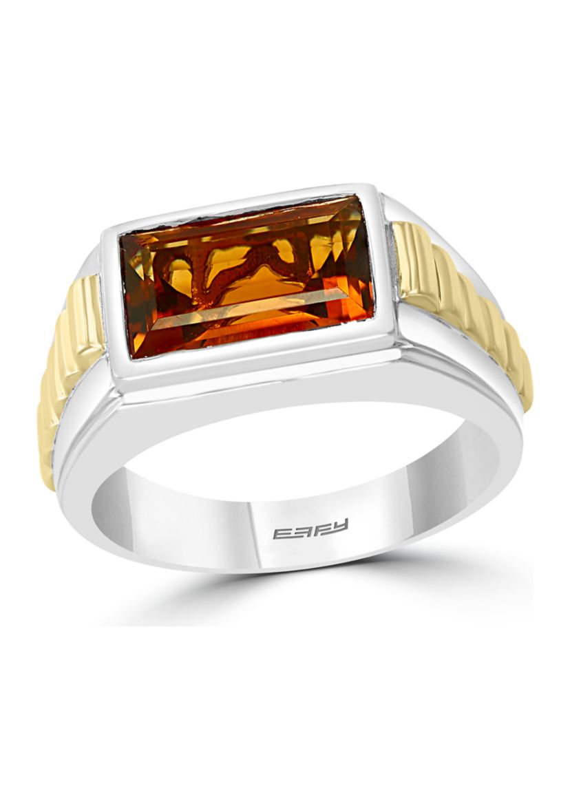 Mens 3.3 ct. t.w. Madera Citrine Ring in Sterling Silver