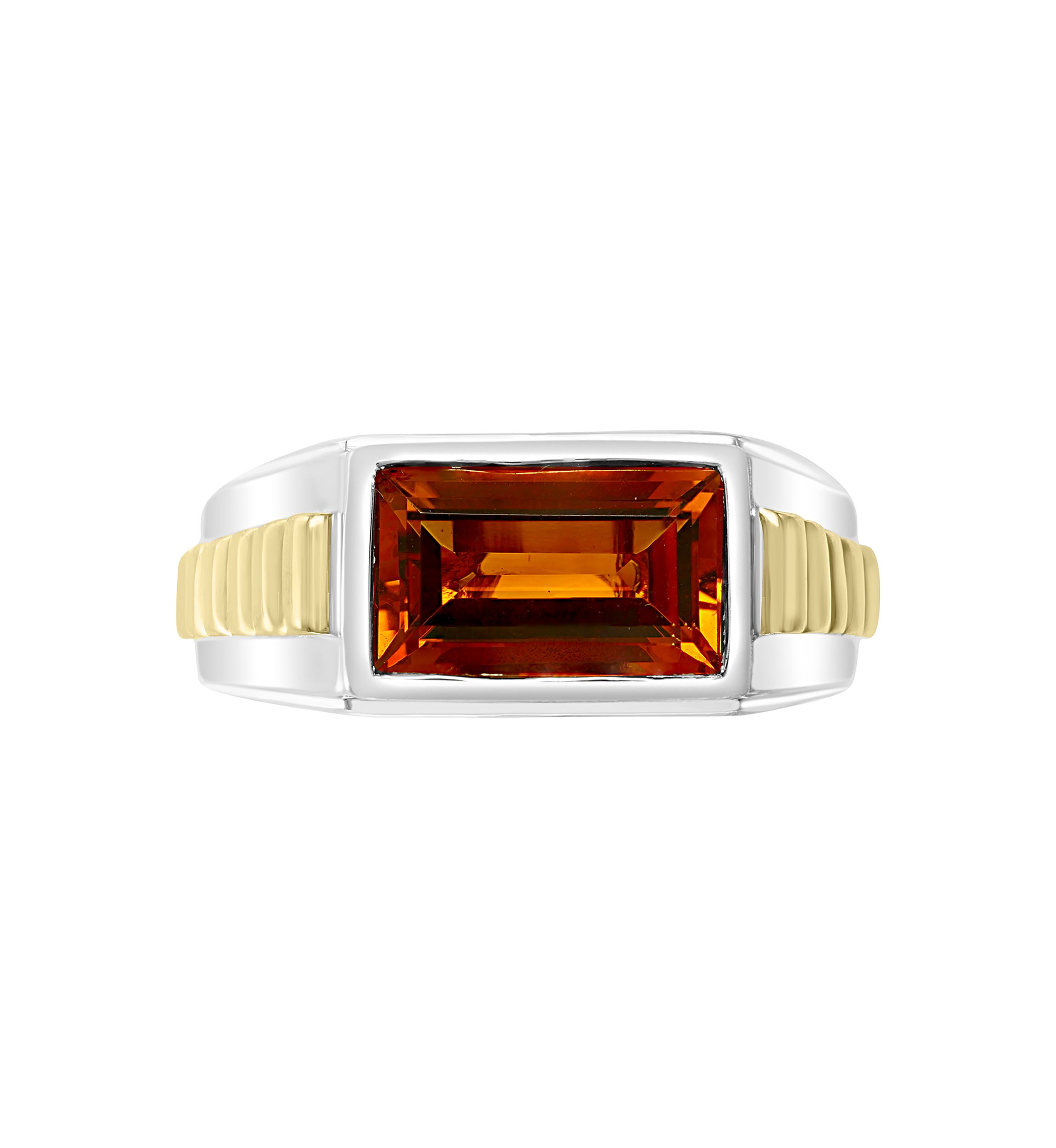 Mens 3.3 ct. t.w. Madera Citrine Ring in Sterling Silver