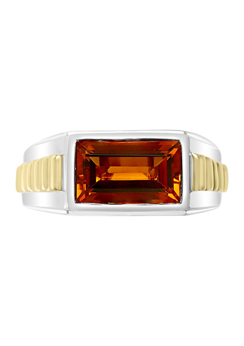 Mens 3.3 ct. t.w. Madera Citrine Ring in Sterling Silver