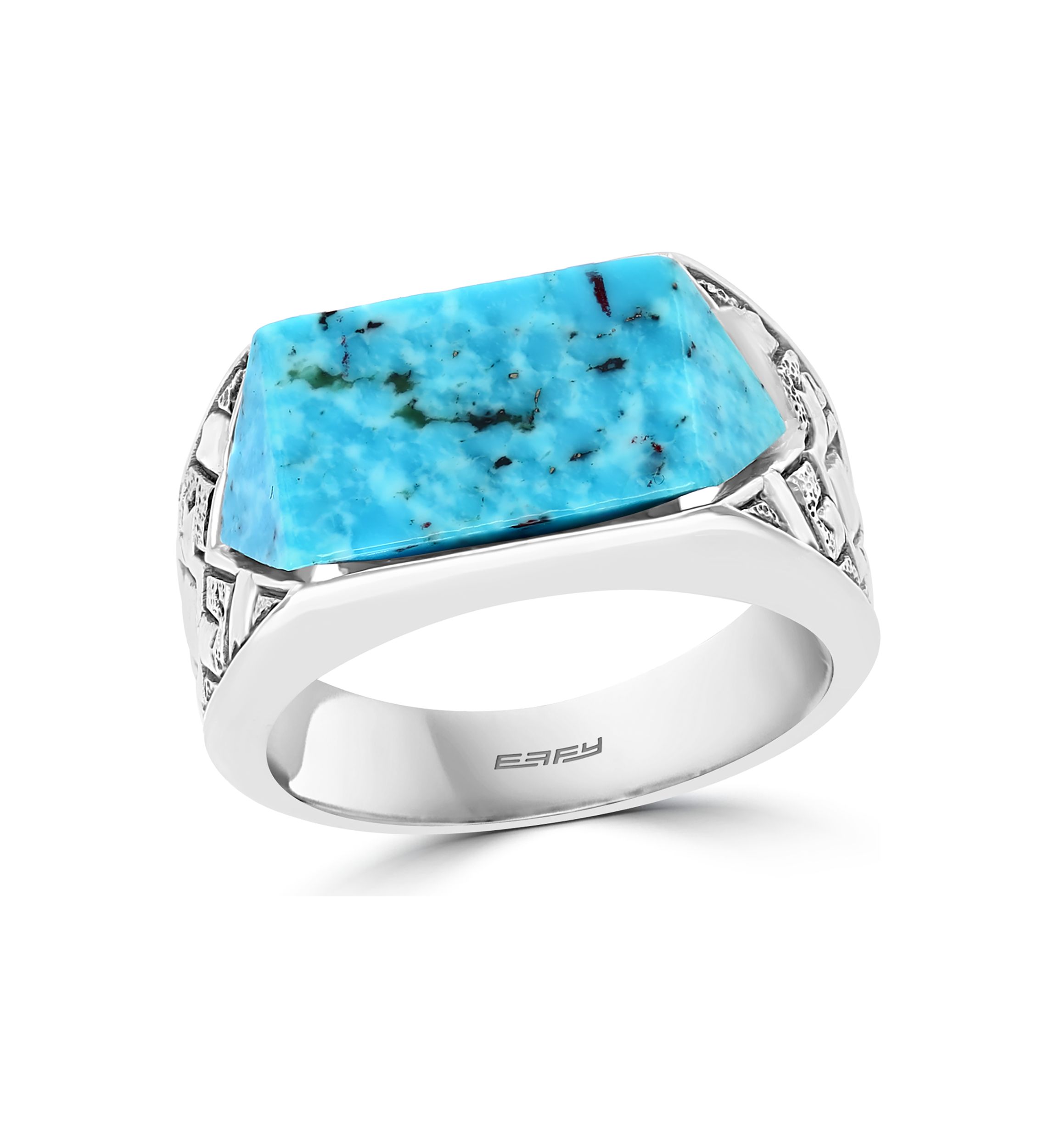 Mens 6.65 ct. t.w. Turquoise Ring in Sterling Silver 