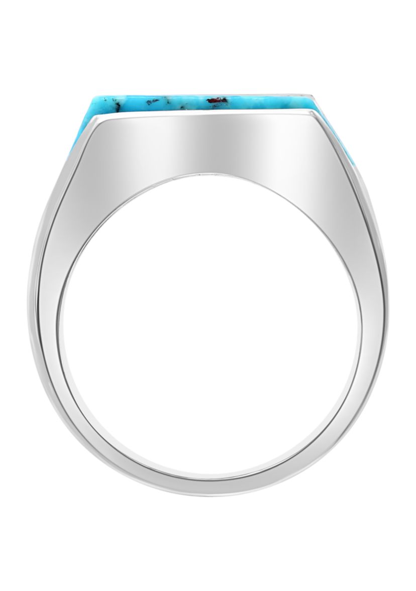 Mens 6.65 ct. t.w. Turquoise Ring in Sterling Silver 
