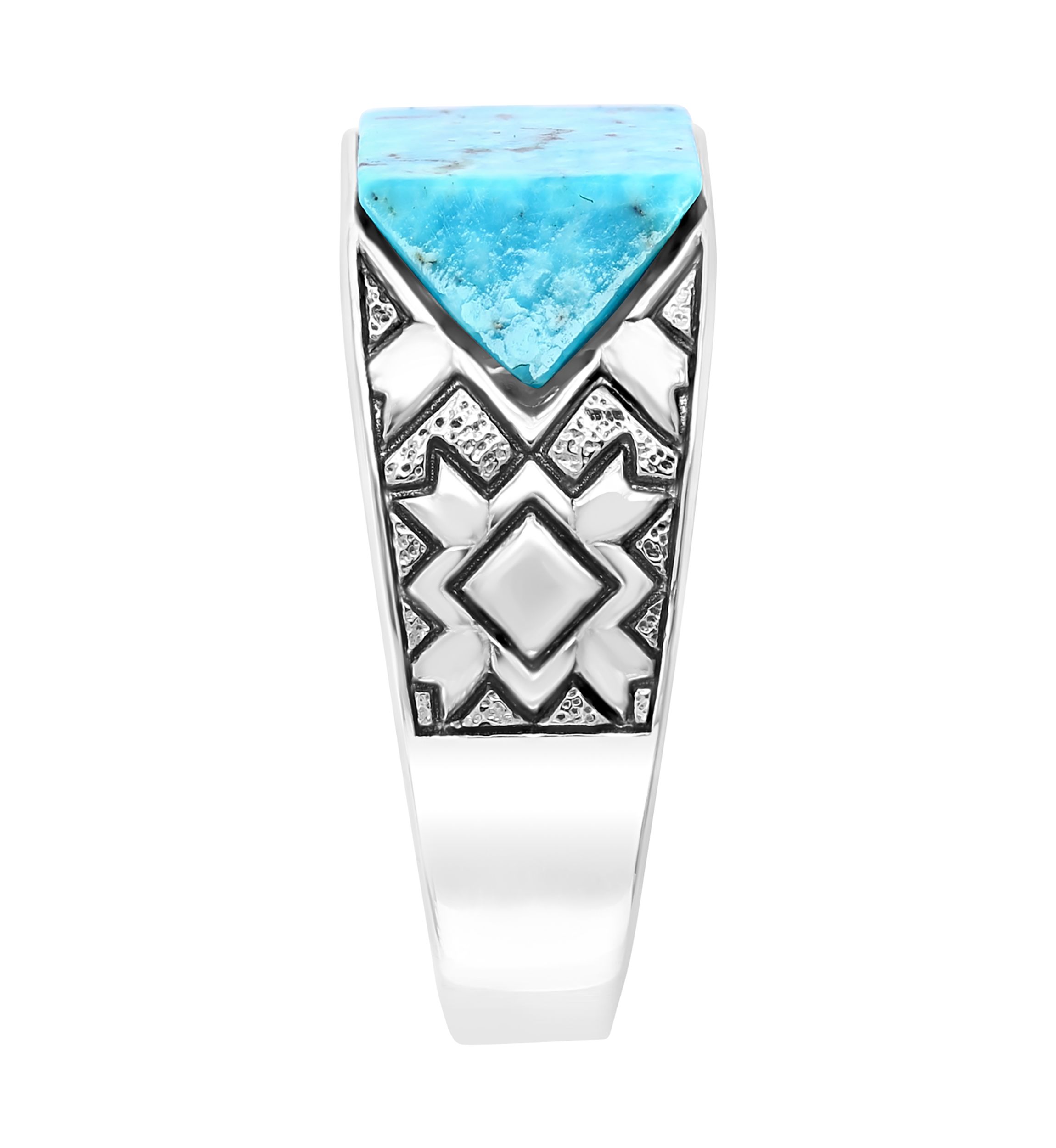 Mens 6.65 ct. t.w. Turquoise Ring in Sterling Silver 