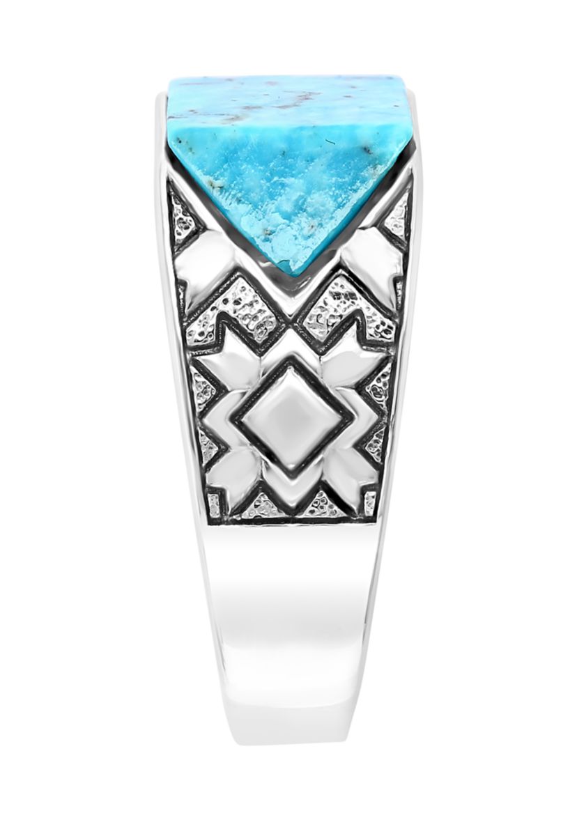 Mens 6.65 ct. t.w. Turquoise Ring in Sterling Silver 