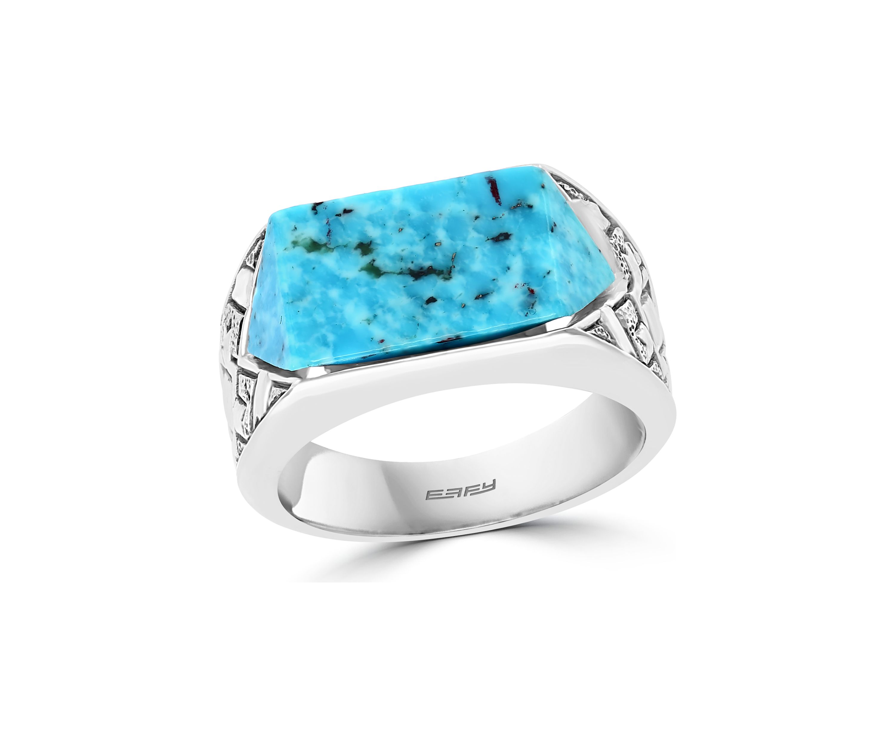 Mens 6.65 ct. t.w. Turquoise Ring in Sterling Silver 