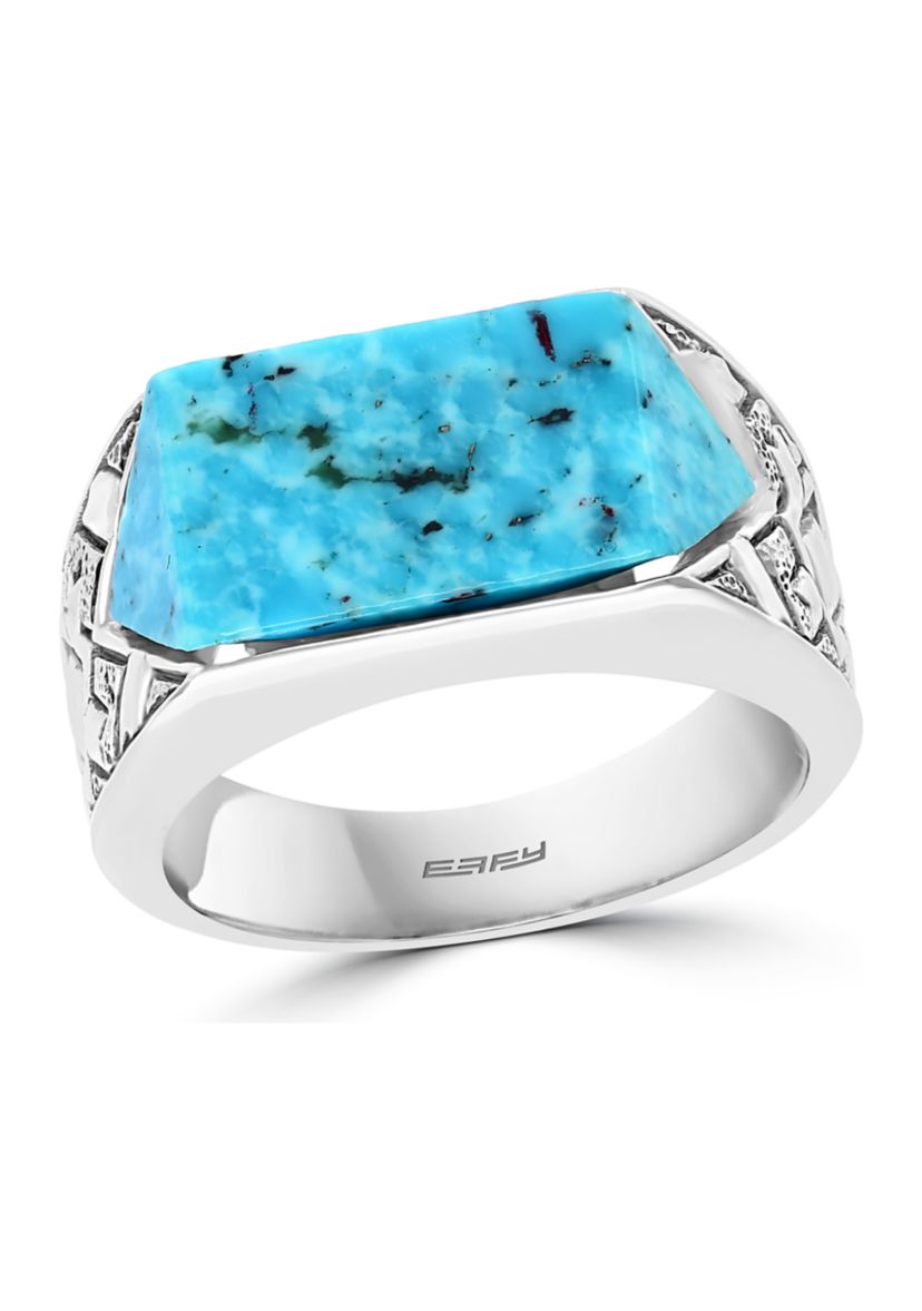 Mens 6.65 ct. t.w. Turquoise Ring in Sterling Silver 