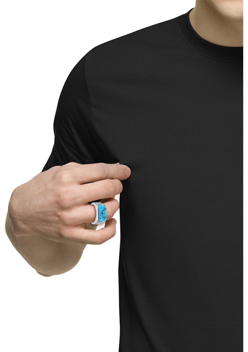 Mens 6.65 ct. t.w. Turquoise Ring in Sterling Silver 