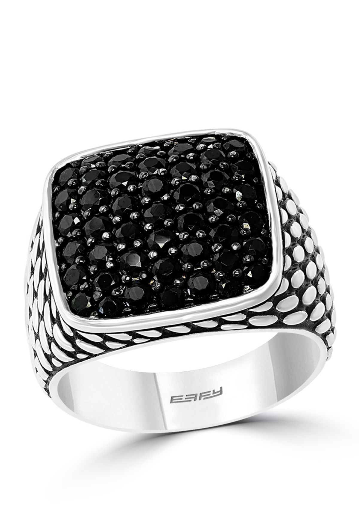 Mens 2.3 ct. t.w. Black Spinel Ring in Sterling Silver 