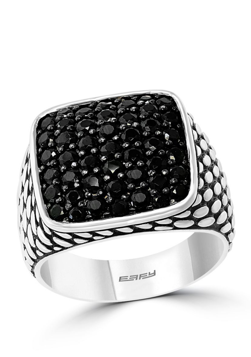 Mens 2.3 ct. t.w. Black Spinel Ring in Sterling Silver 