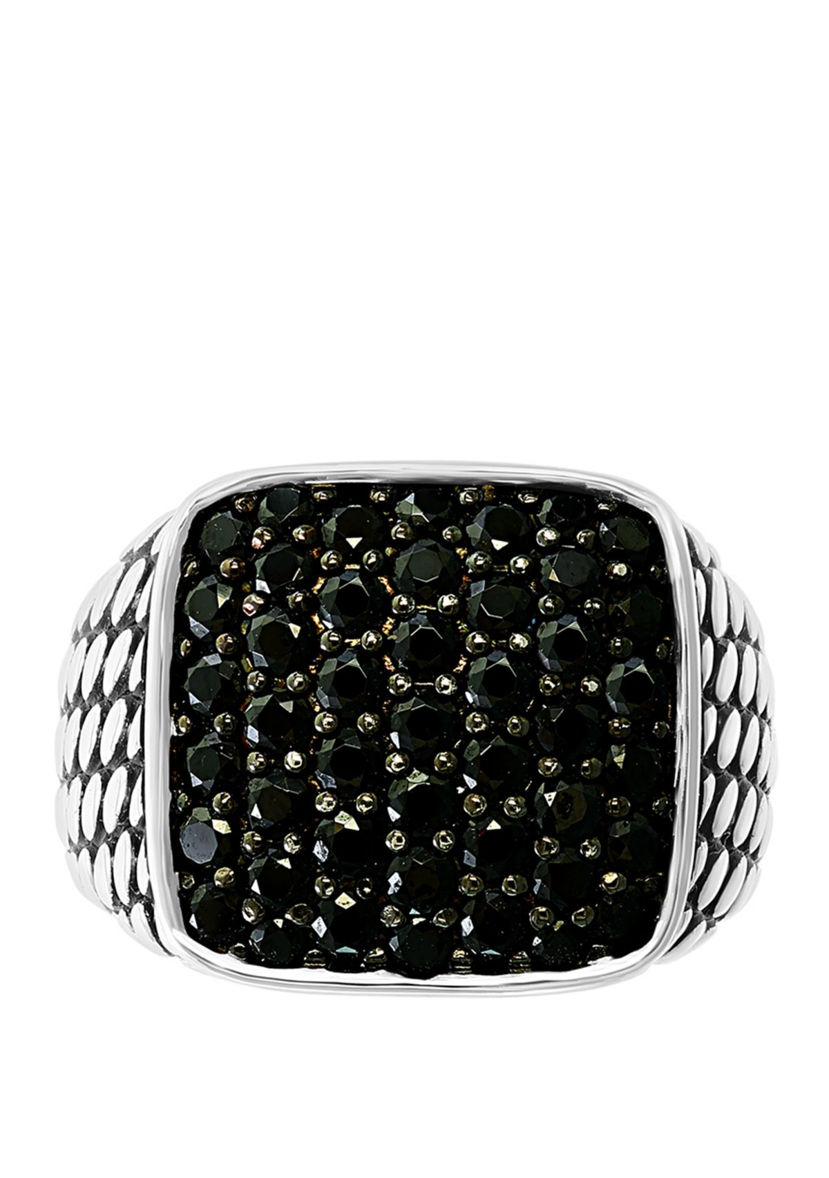 Mens 2.3 ct. t.w. Black Spinel Ring in Sterling Silver 