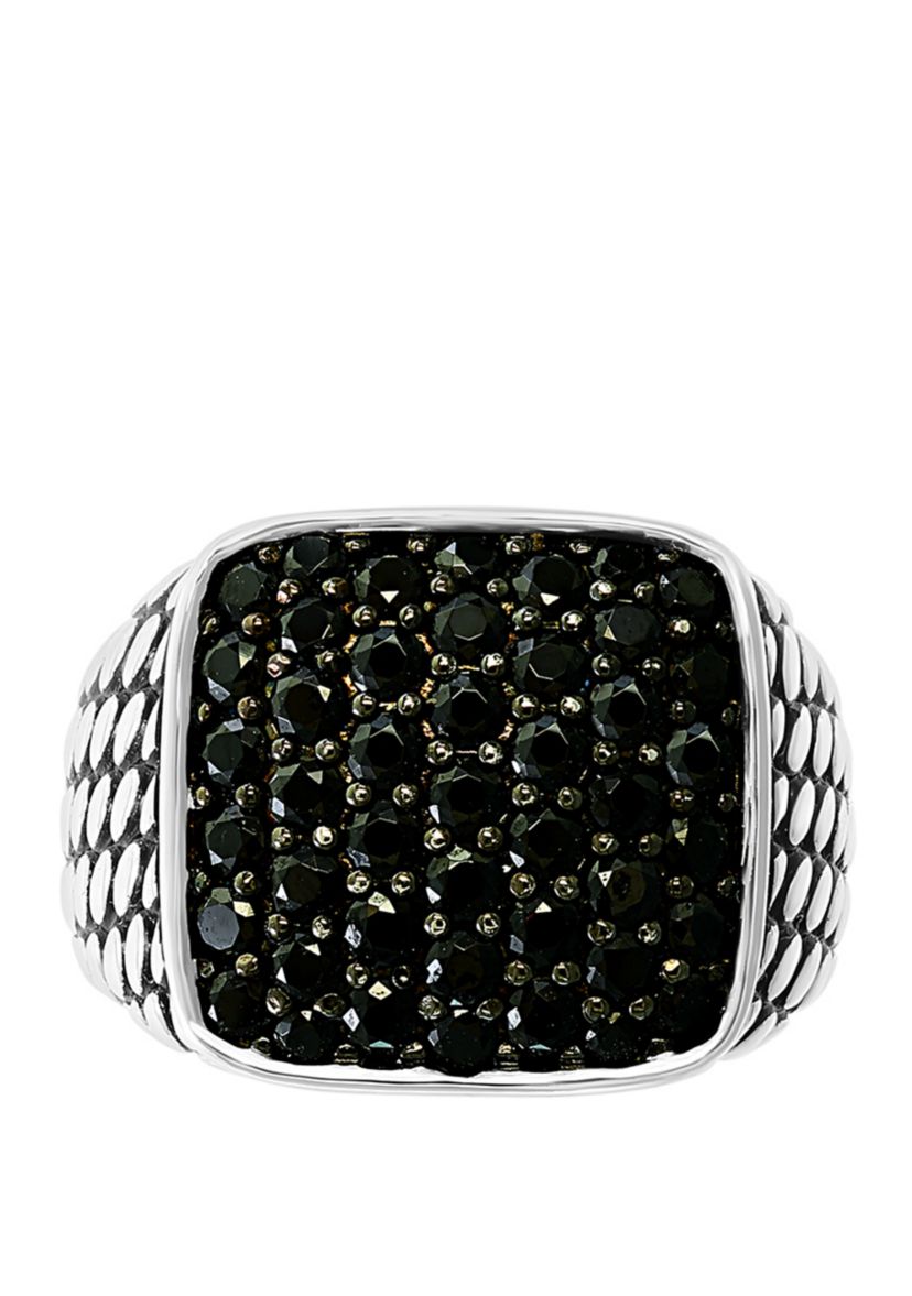 Mens 2.3 ct. t.w. Black Spinel Ring in Sterling Silver 