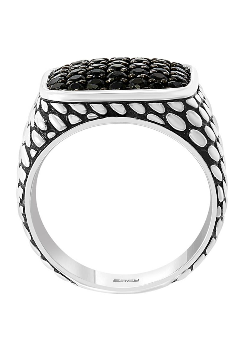 Mens 2.3 ct. t.w. Black Spinel Ring in Sterling Silver 