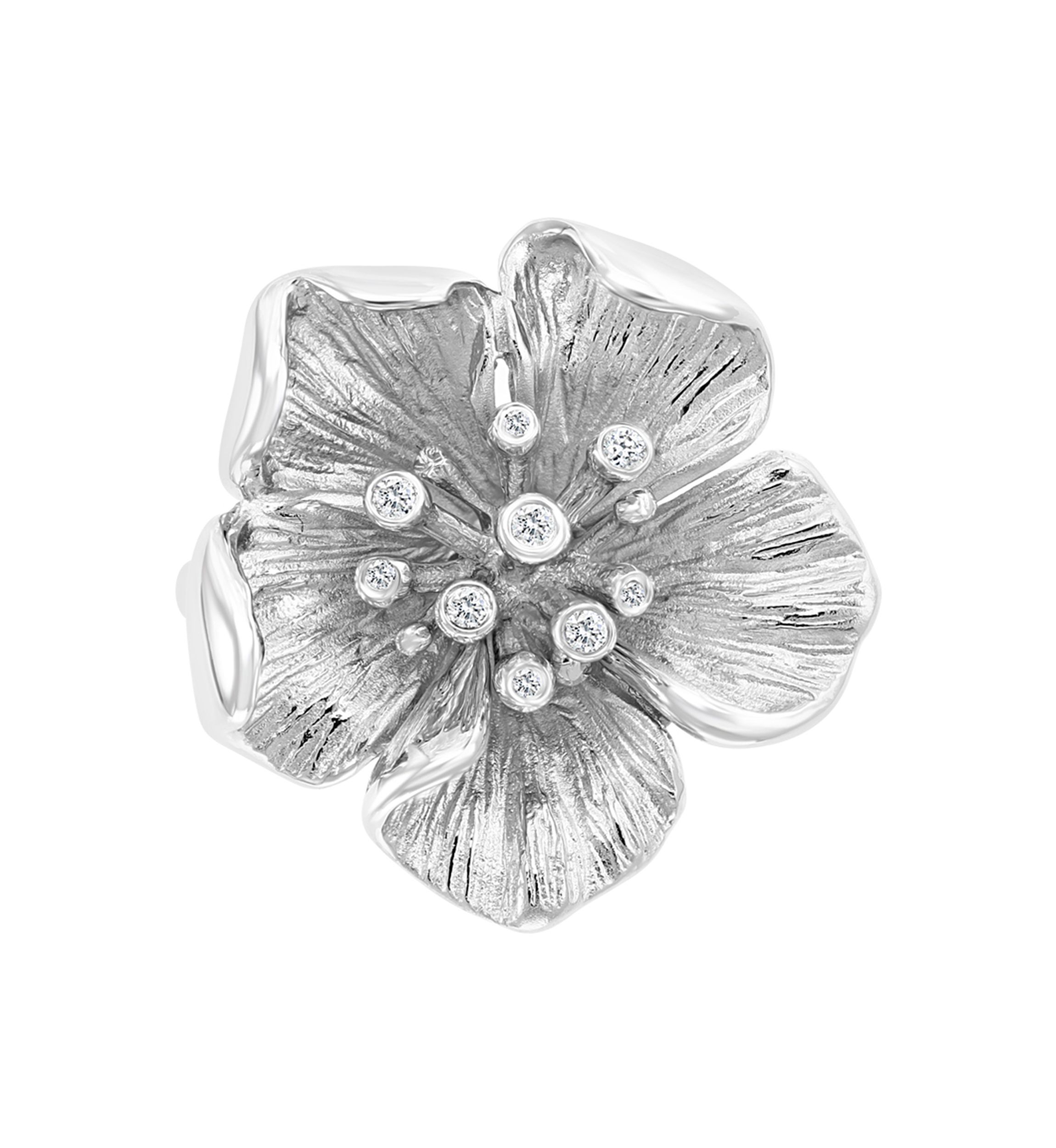  0.07 ct. t.w. Diamond Flower Ring in Sterling Silver