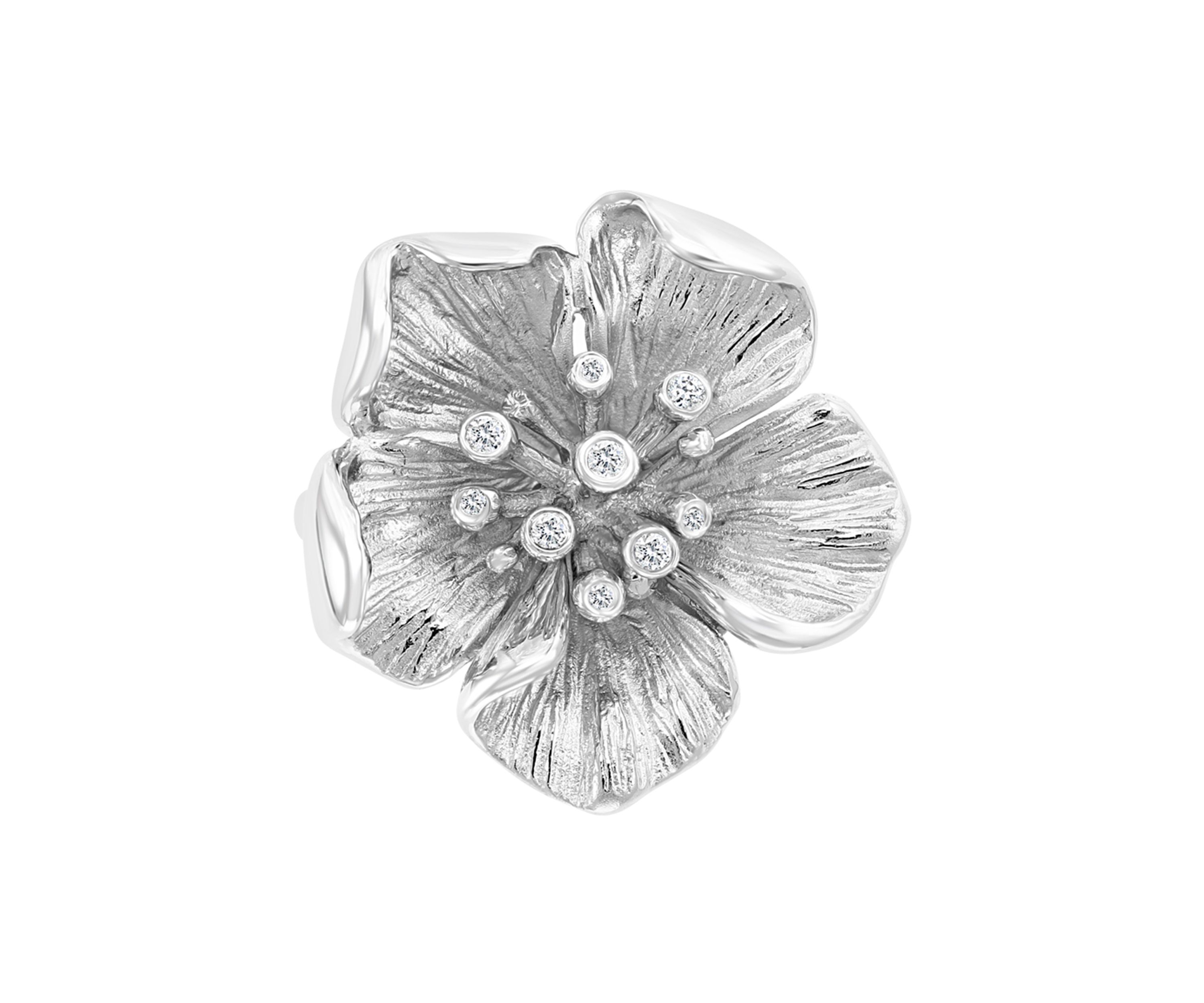  0.07 ct. t.w. Diamond Flower Ring in Sterling Silver