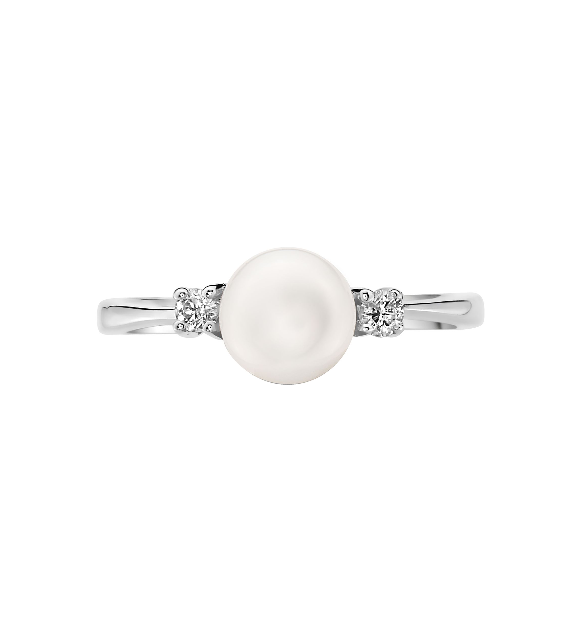 6.5-7 Millimeter Freshwater Pearls and 1/10 ct. t.w. Diamond Ring in Sterling Silver 