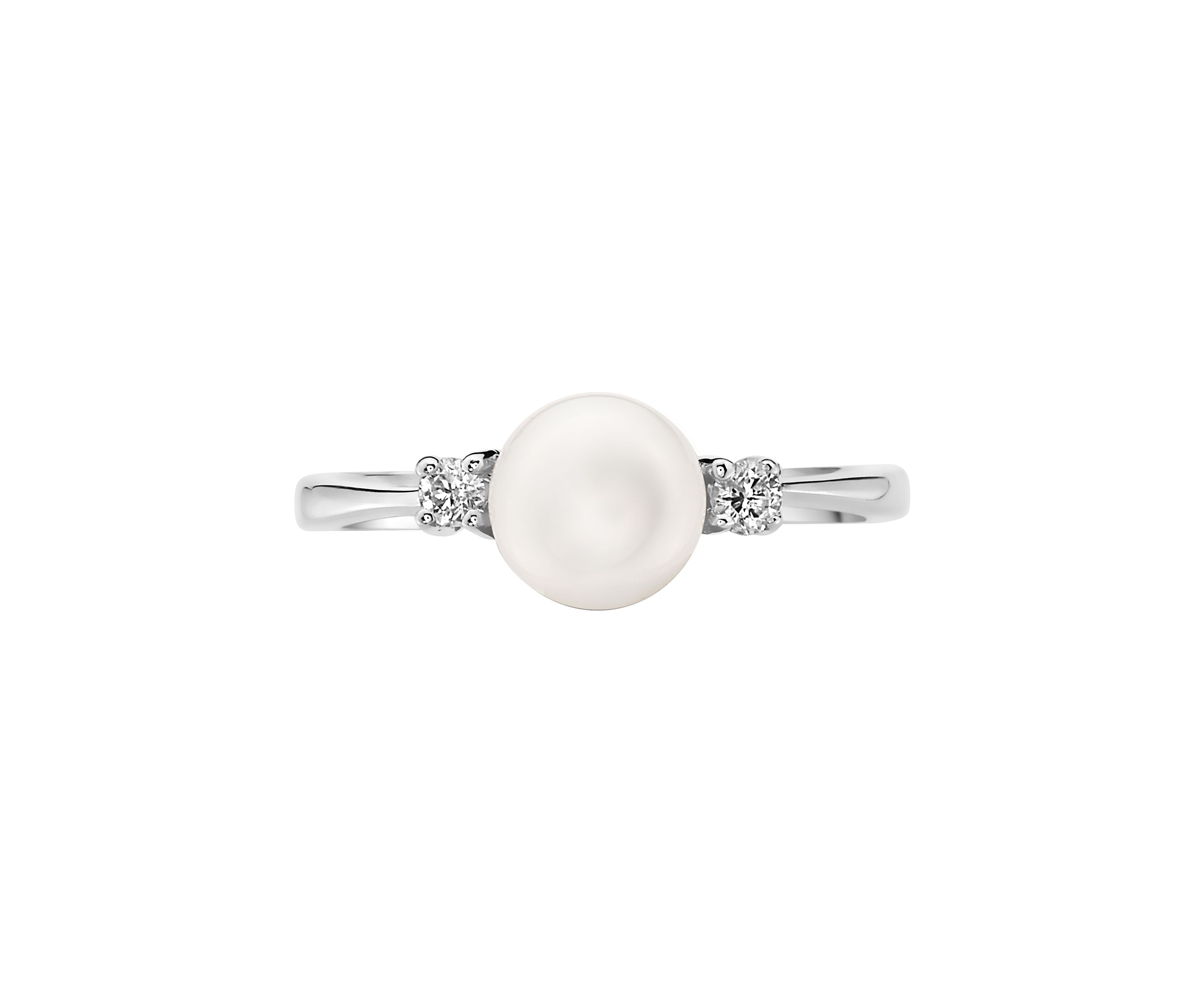 6.5-7 Millimeter Freshwater Pearls and 1/10 ct. t.w. Diamond Ring in Sterling Silver 