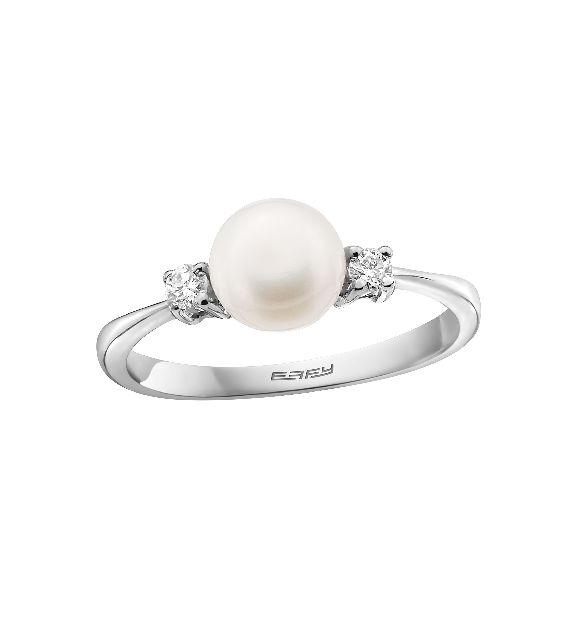 6.5-7 Millimeter Freshwater Pearls and 1/10 ct. t.w. Diamond Ring in Sterling Silver 