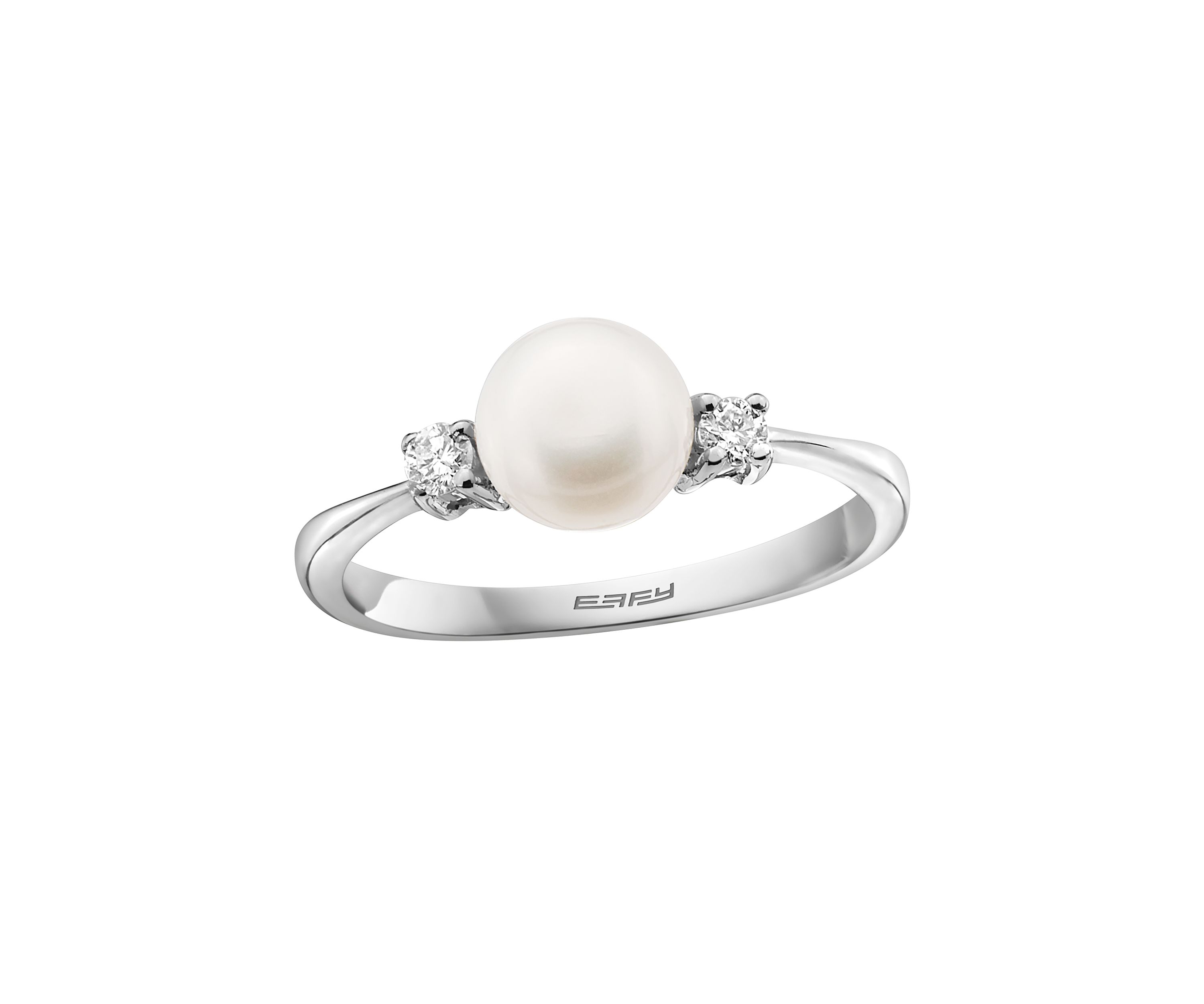6.5-7 Millimeter Freshwater Pearls and 1/10 ct. t.w. Diamond Ring in Sterling Silver 