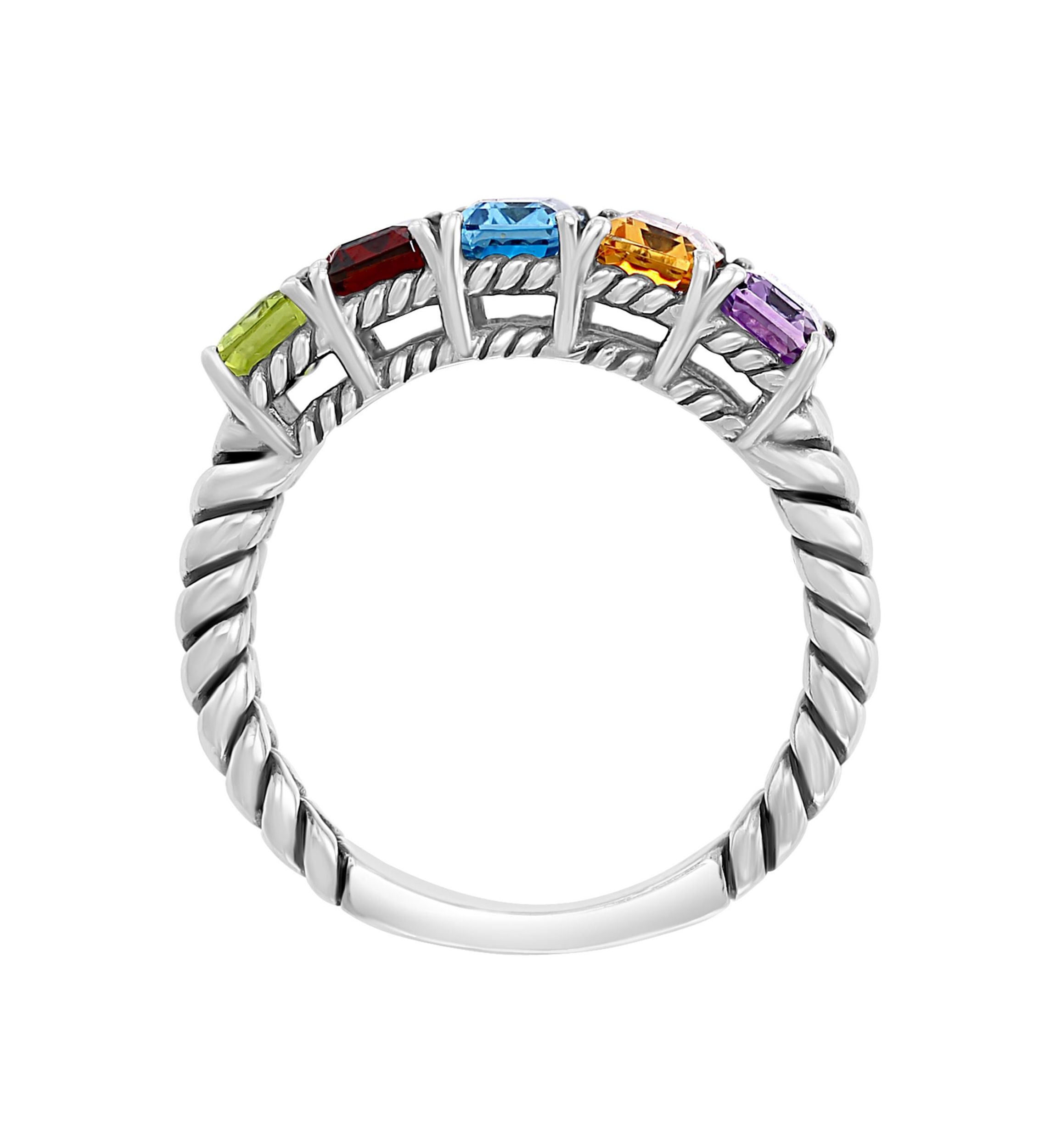 4.2 ct. t.w. Multi Gemstone Ring in Sterling Silver